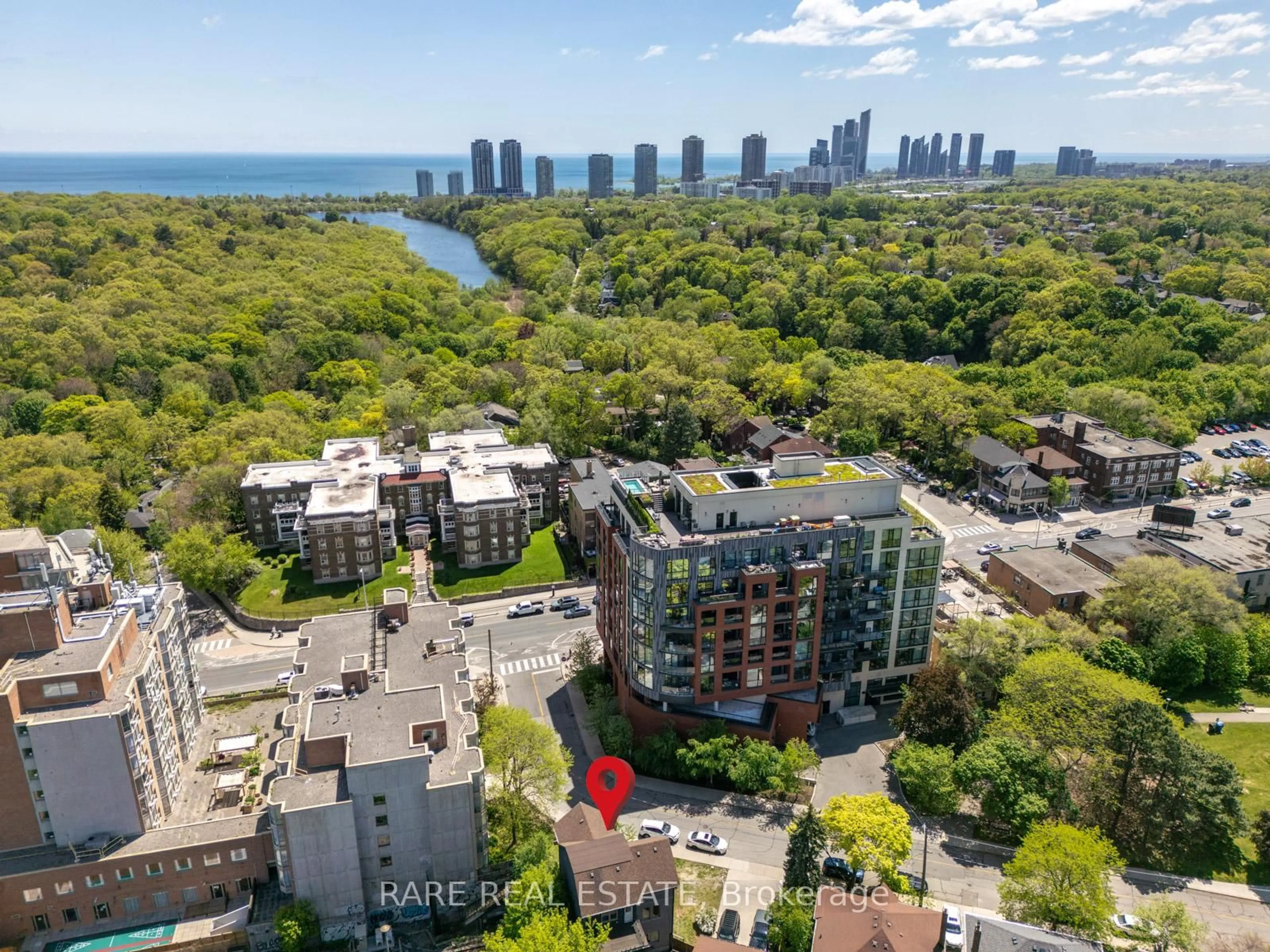 A pic from outside/outdoor area/front of a property/back of a property/a pic from drone, city buildings view from balcony for 17 Kennedy Park Ave, Toronto Ontario M6P 3H2