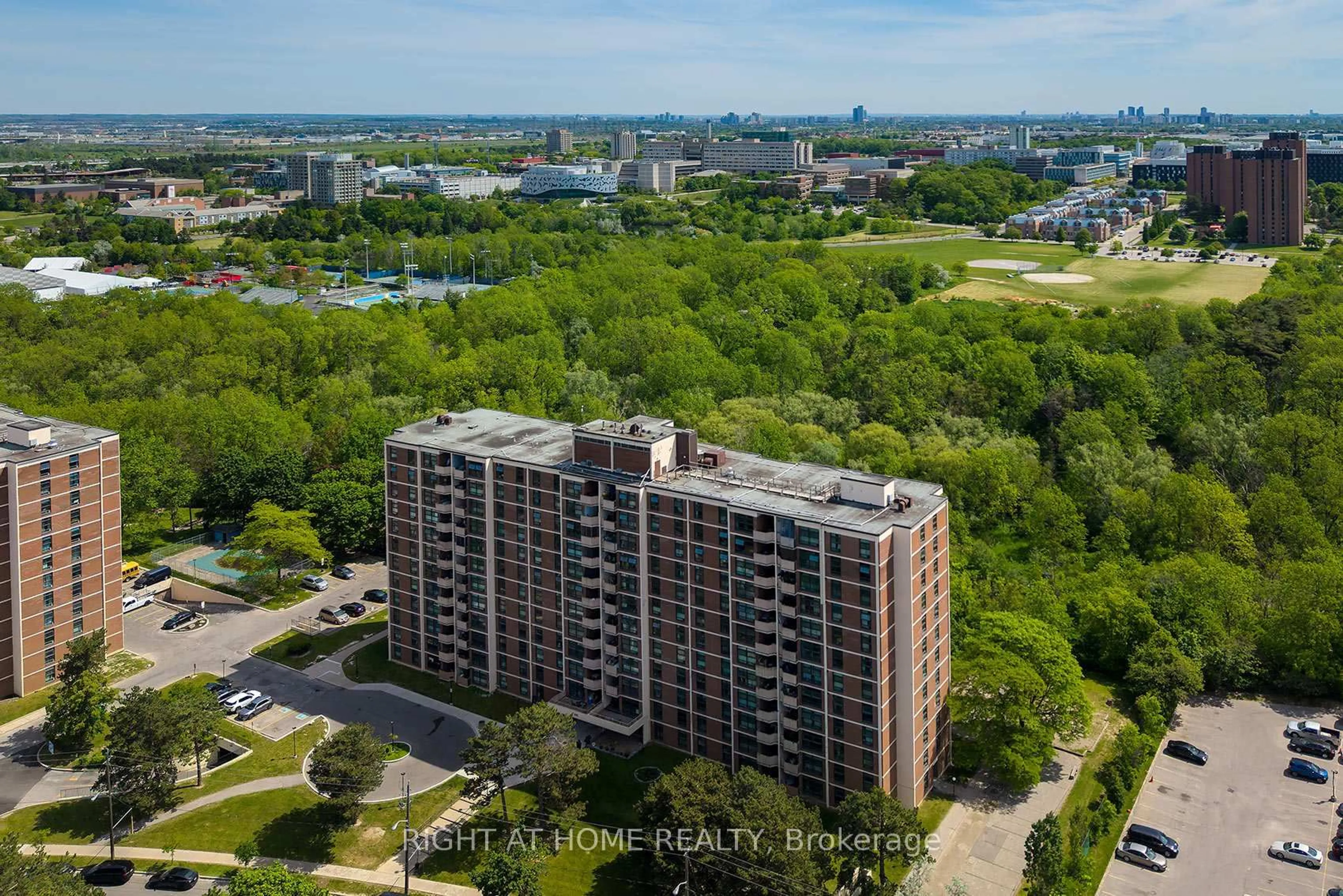 A pic from outside/outdoor area/front of a property/back of a property/a pic from drone, city buildings view from balcony for 335 Driftwood Ave #608, Toronto Ontario M3N 2P3