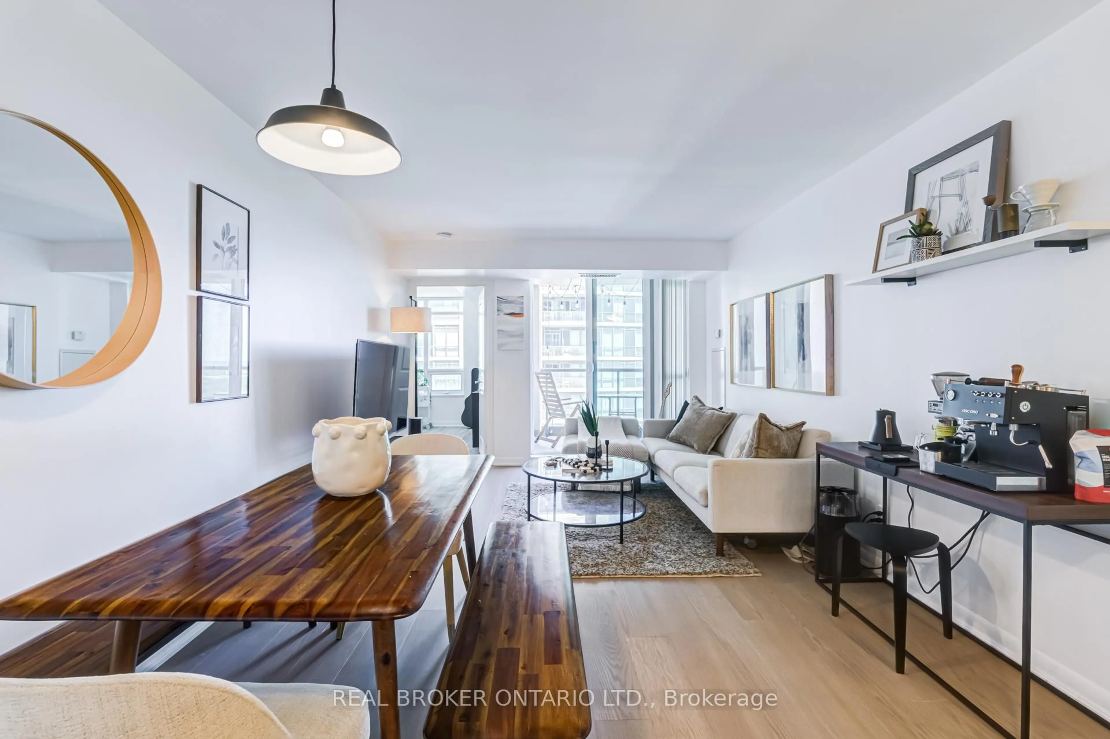 Living room with furniture, wood/laminate floor for 225 Sherway Gardens Rd #2806, Toronto Ontario M9C 0A3