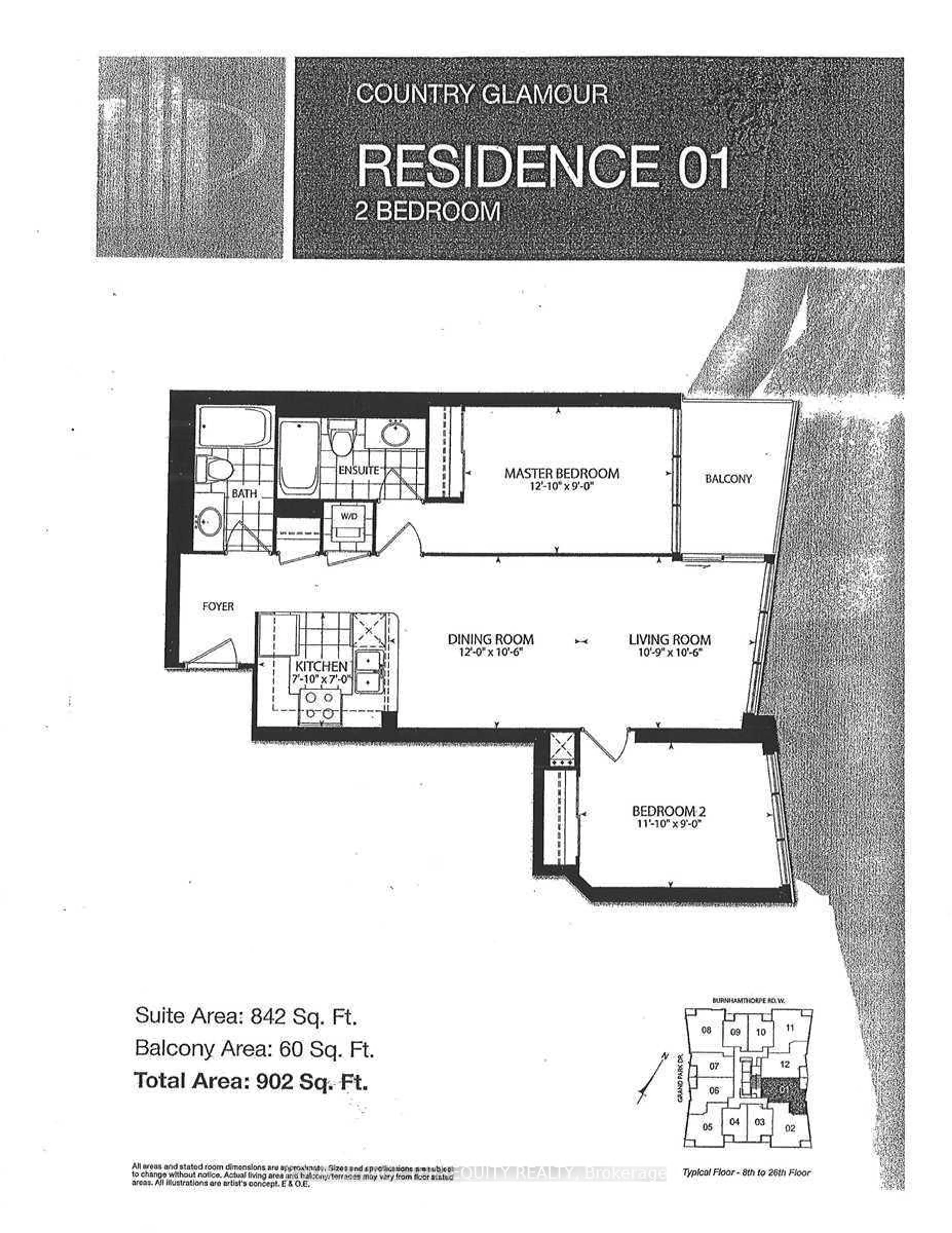Floor plan for 3985 Grand Park Dr #1001, Mississauga Ontario L5B 0H8