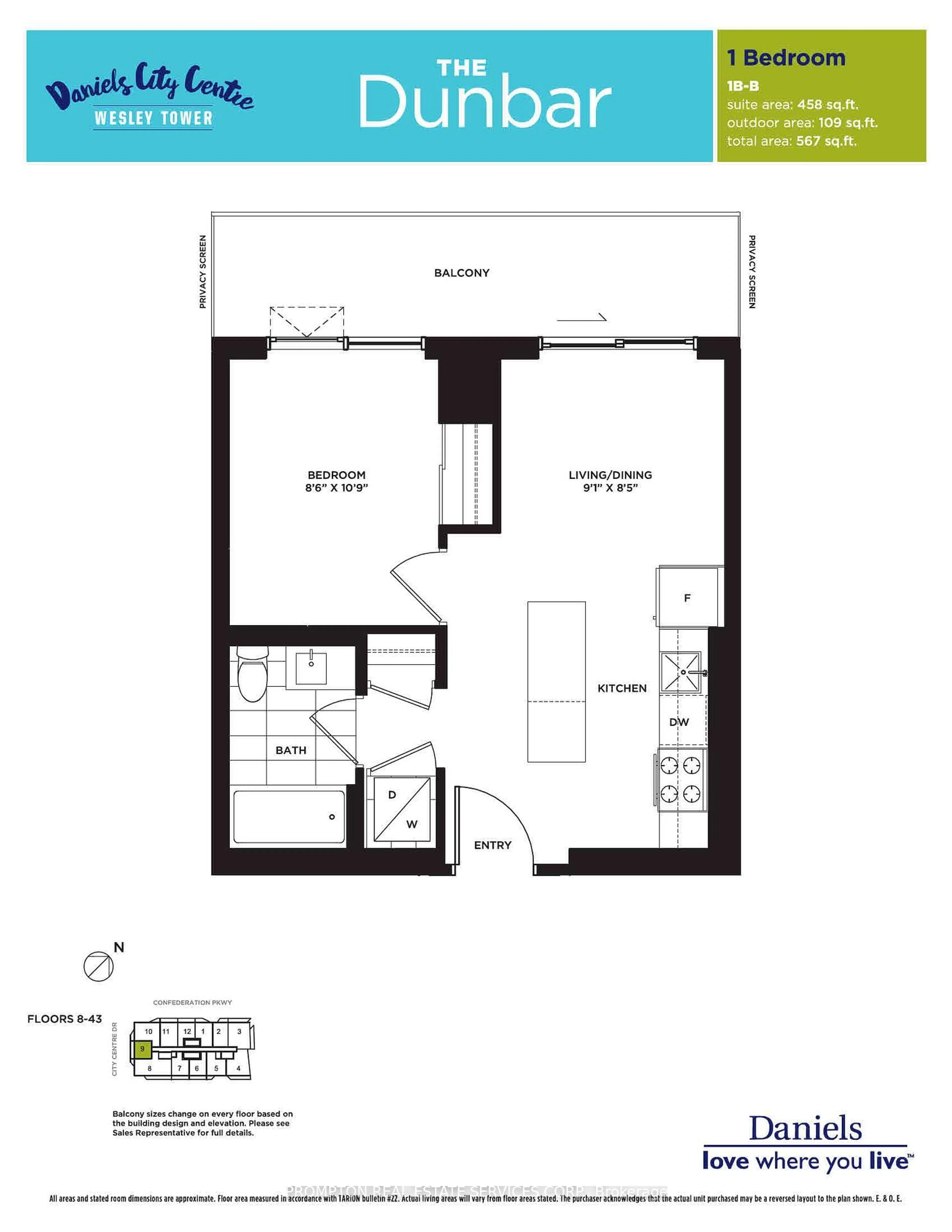 Floor plan for 4065 Confederation Pkwy #3909, Mississauga Ontario L5B 0L6