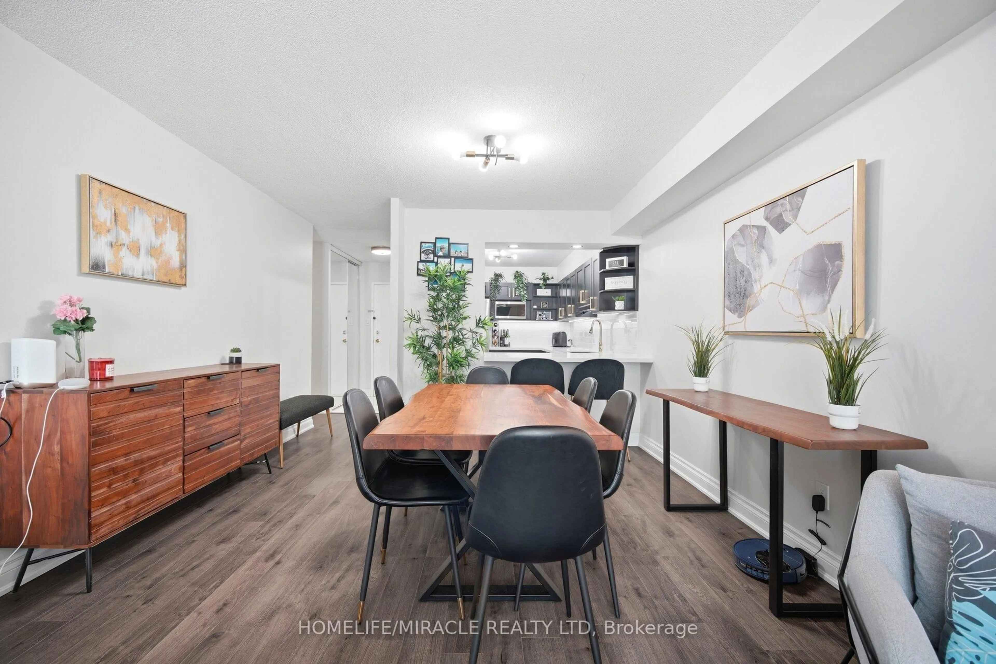 Dining room, wood/laminate floor for 238 Albion Rd #102, Toronto Ontario M9W 6A7