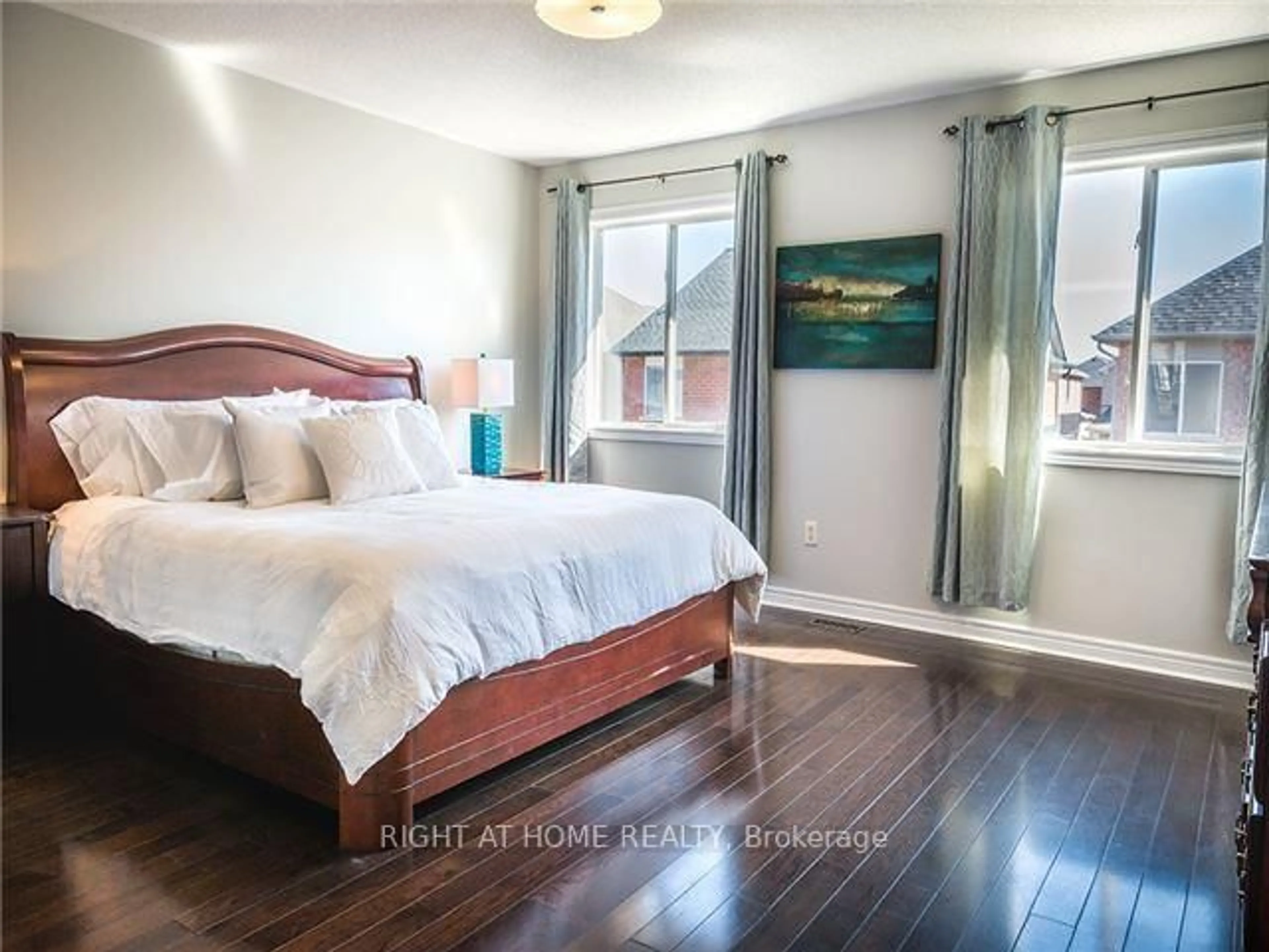 Bedroom with bed, wood/laminate floor for 1469 Derby County Cres, Oakville Ontario L6M 4N9