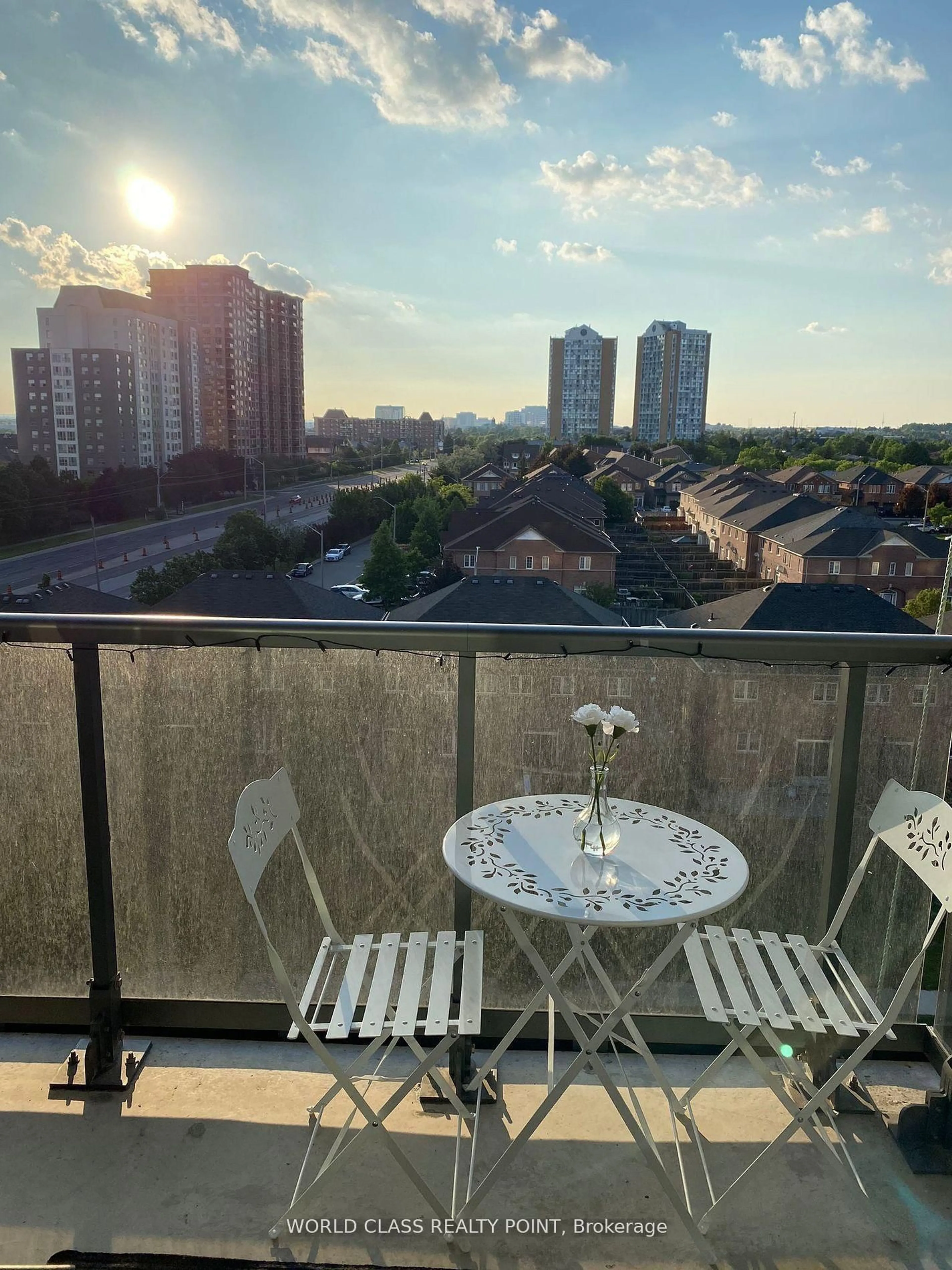 Balcony in the apartment, city buildings view from balcony for 8 Nahani Way #702, Mississauga Ontario L4Z 0C6