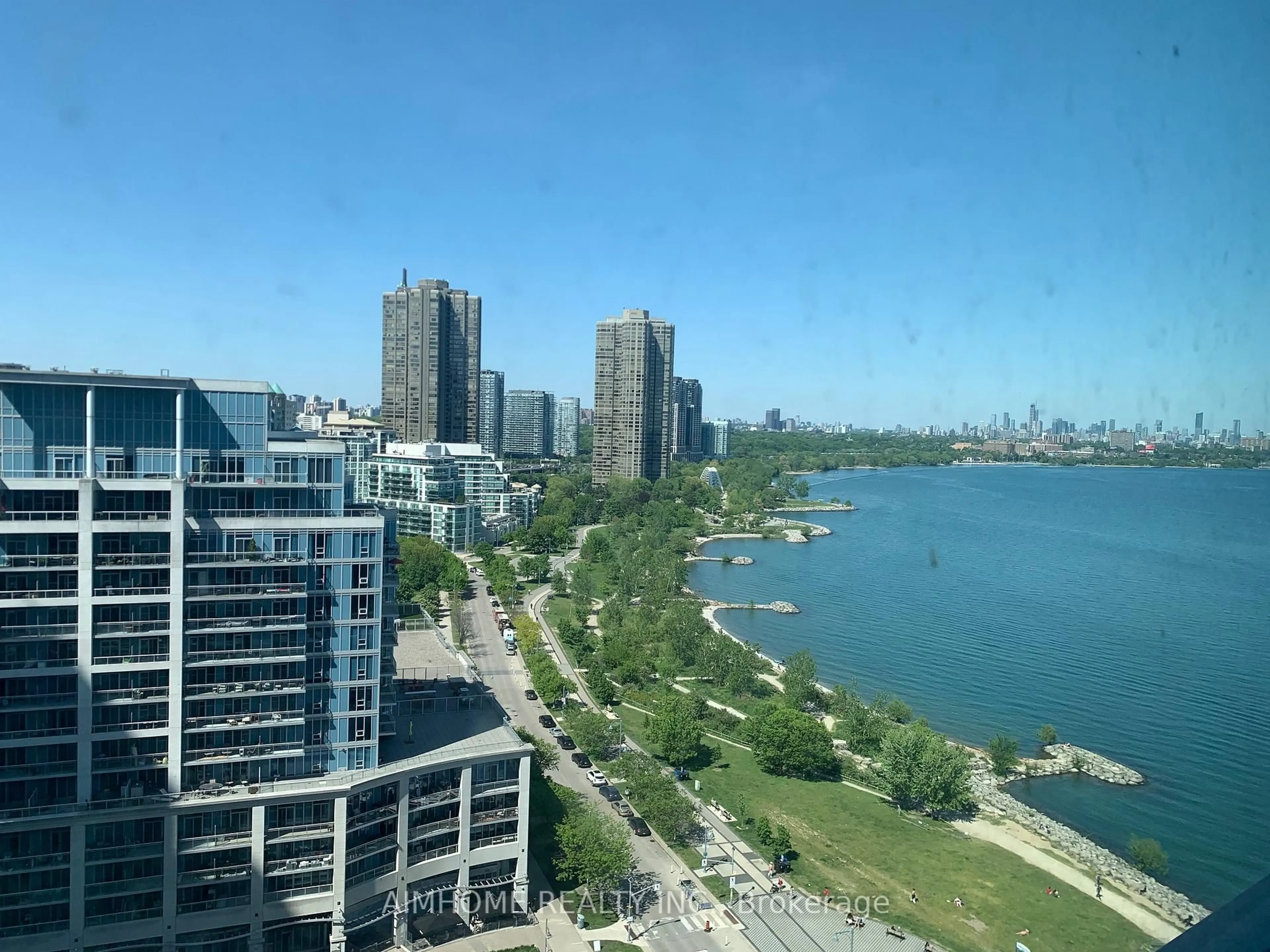 A pic from outside/outdoor area/front of a property/back of a property/a pic from drone, water/lake/river/ocean view for 80 Marine Parade Dr #1601, Toronto Ontario M8B 0A3