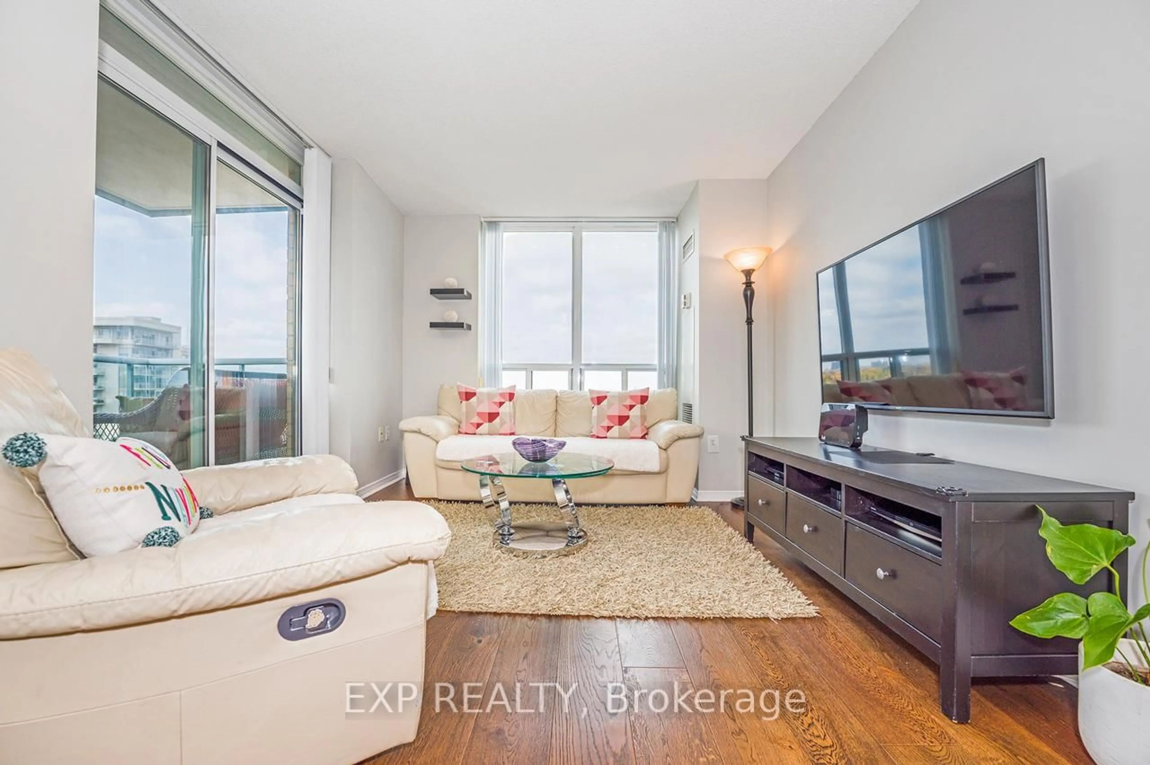 Living room with furniture, unknown for 15 Michael Power Pl #1403, Toronto Ontario M9A 5G4
