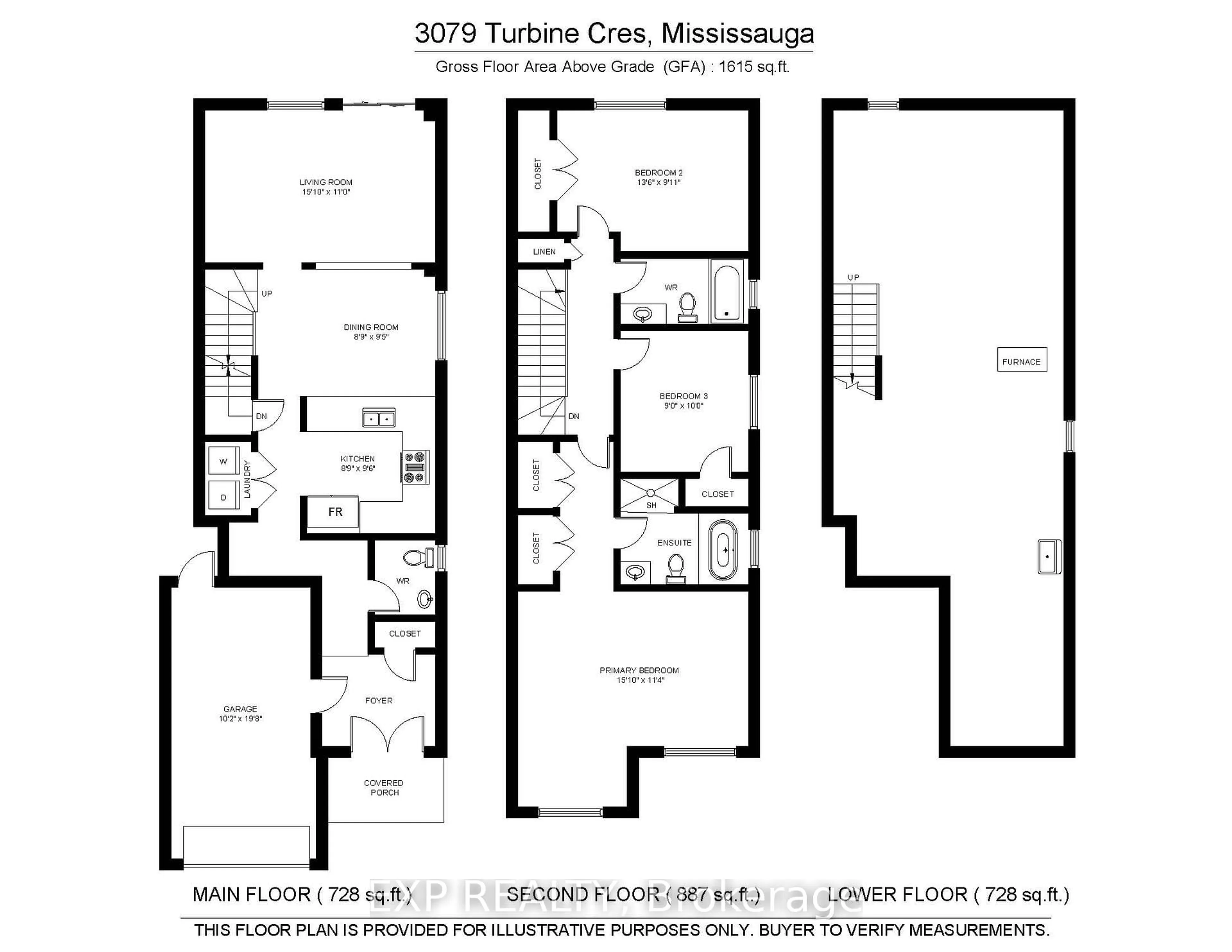 Floor plan for 3079 Turbine Cres, Mississauga Ontario L5M 6X1