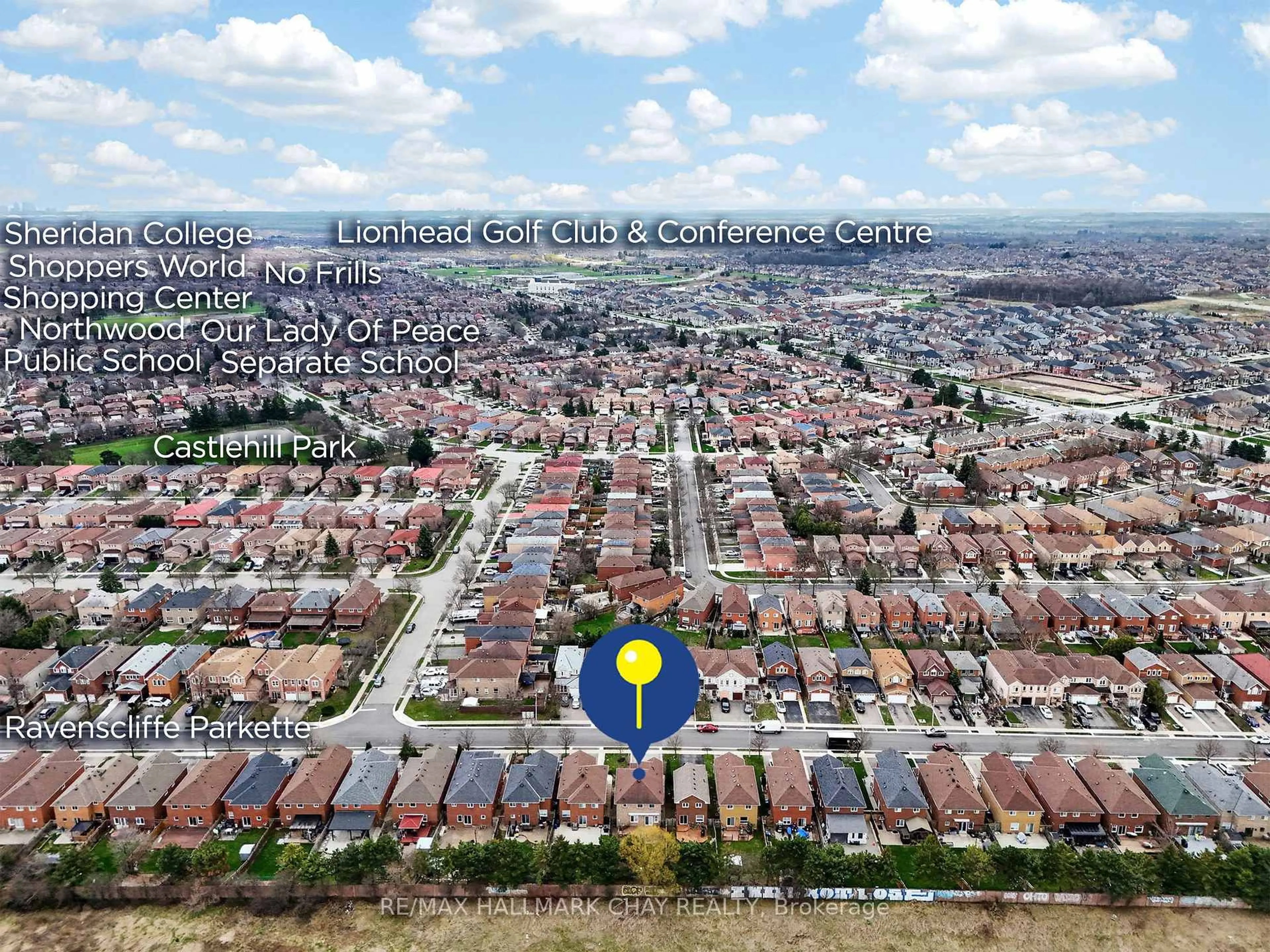 A pic from outside/outdoor area/front of a property/back of a property/a pic from drone, unknown for 72 Ravenscliffe Crt, Brampton Ontario L6X 4N9