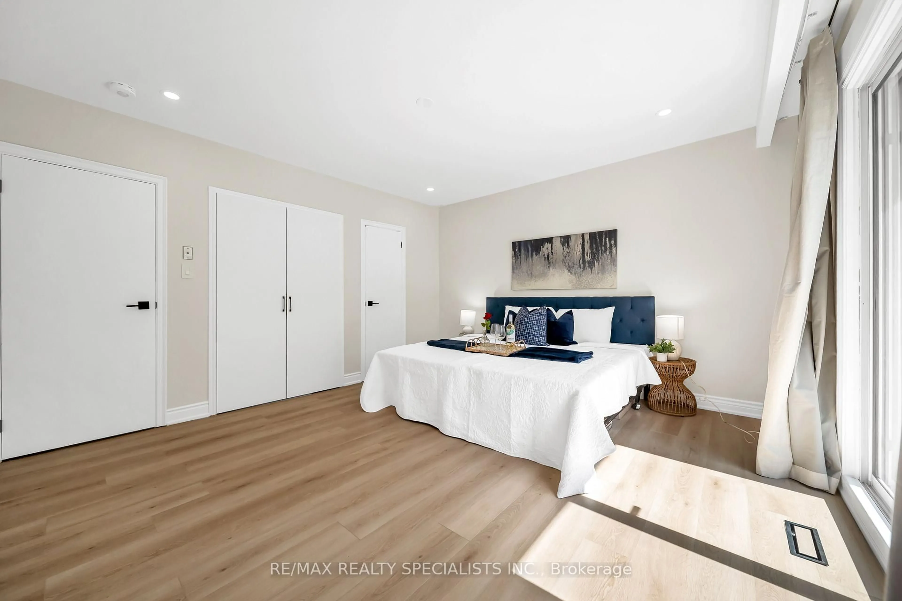 Bedroom with bed, wood/laminate floor for 41 Keegan Cres, Toronto Ontario M3J 1G1