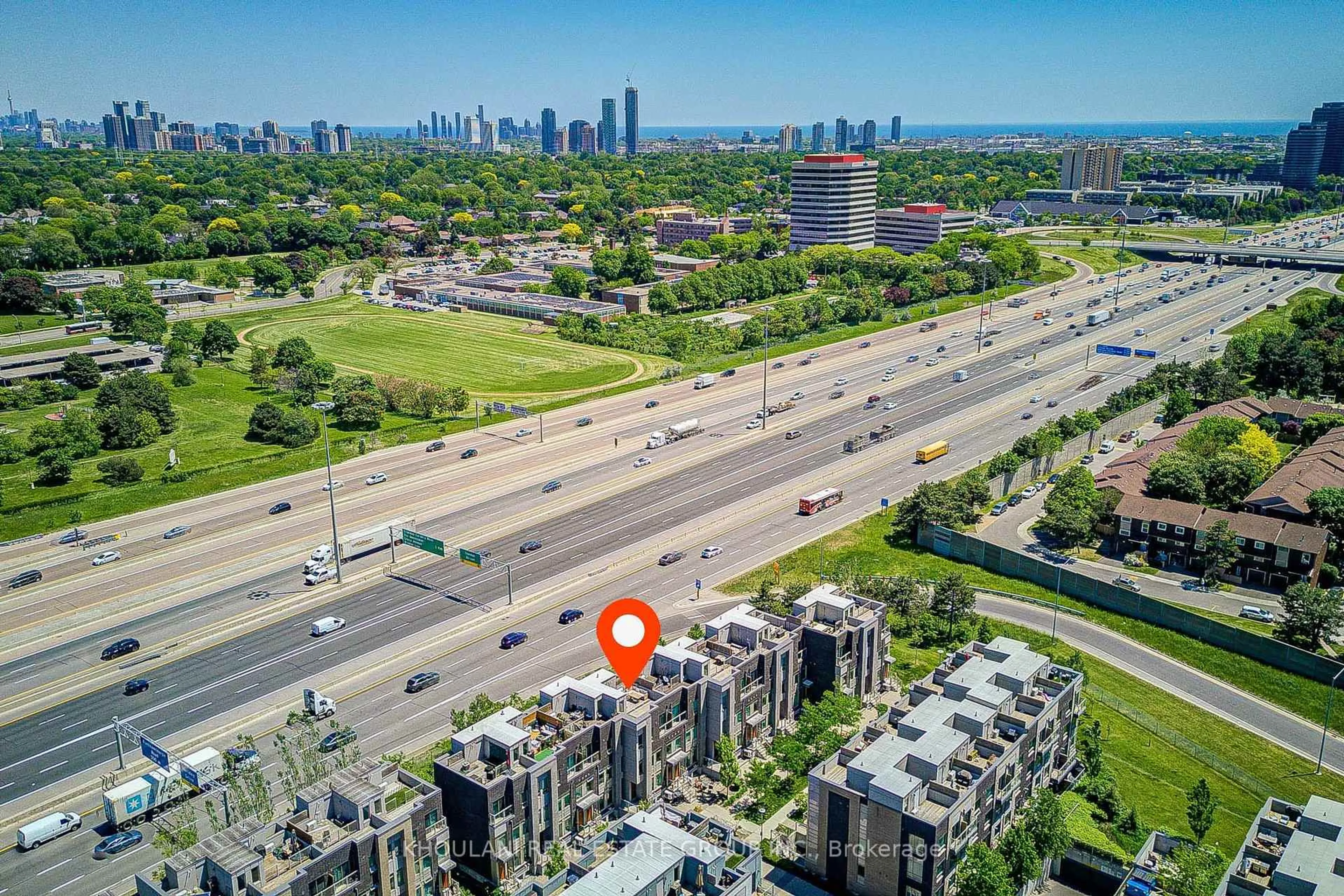 A pic from outside/outdoor area/front of a property/back of a property/a pic from drone, city buildings view from balcony for 11 Applewood Lane #240, Toronto Ontario M9C 0C1