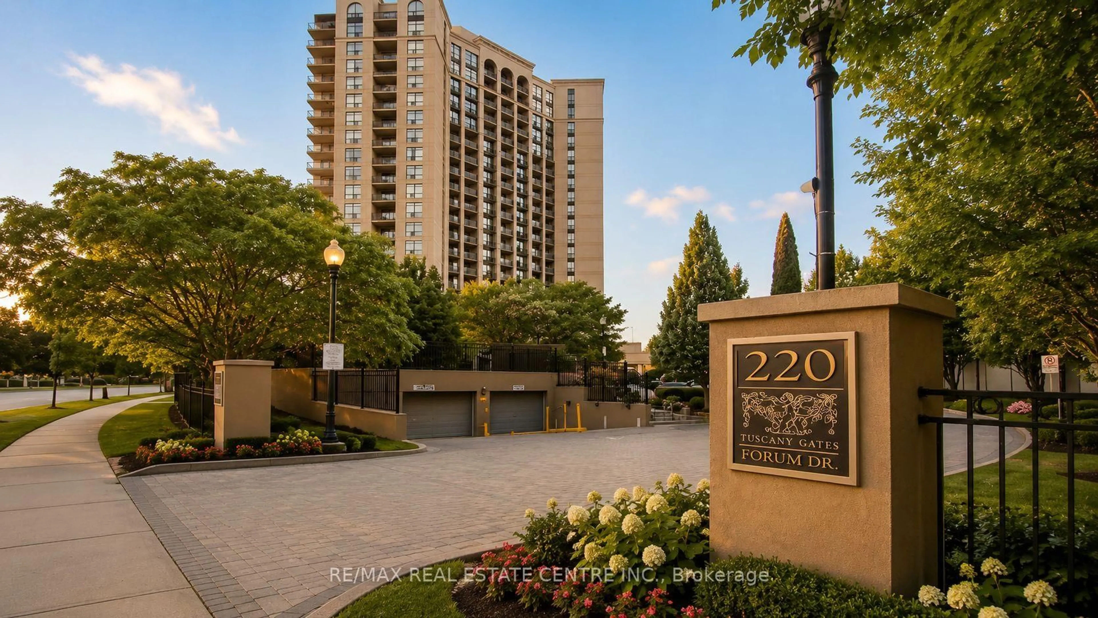 Patio, city buildings view from balcony for 220 Forum Dr #613, Mississauga Ontario L4Z 4K1