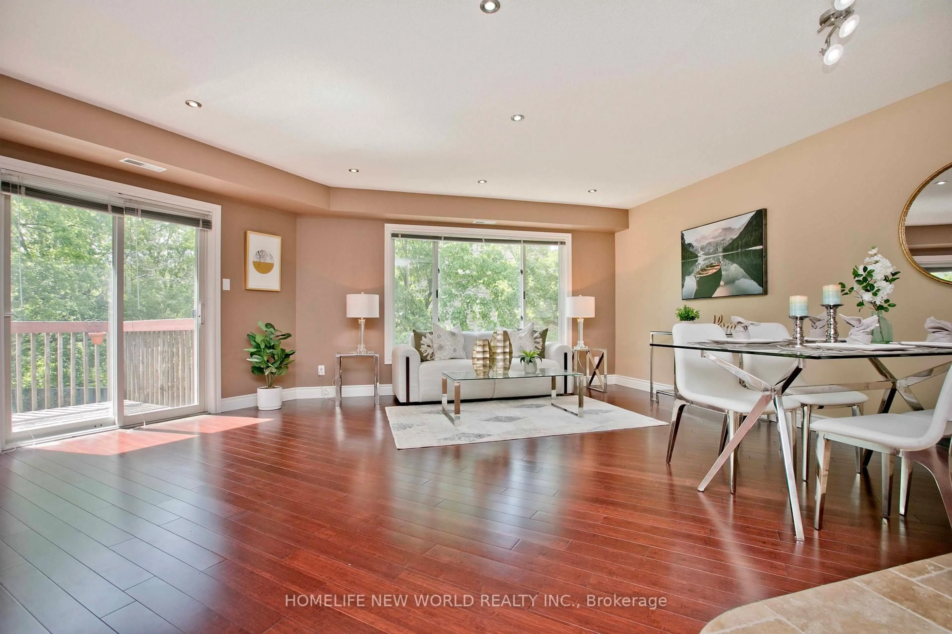 Living room with furniture, wood/laminate floor for 2120 Headon Rd #18, Burlington Ontario L7M 4J9