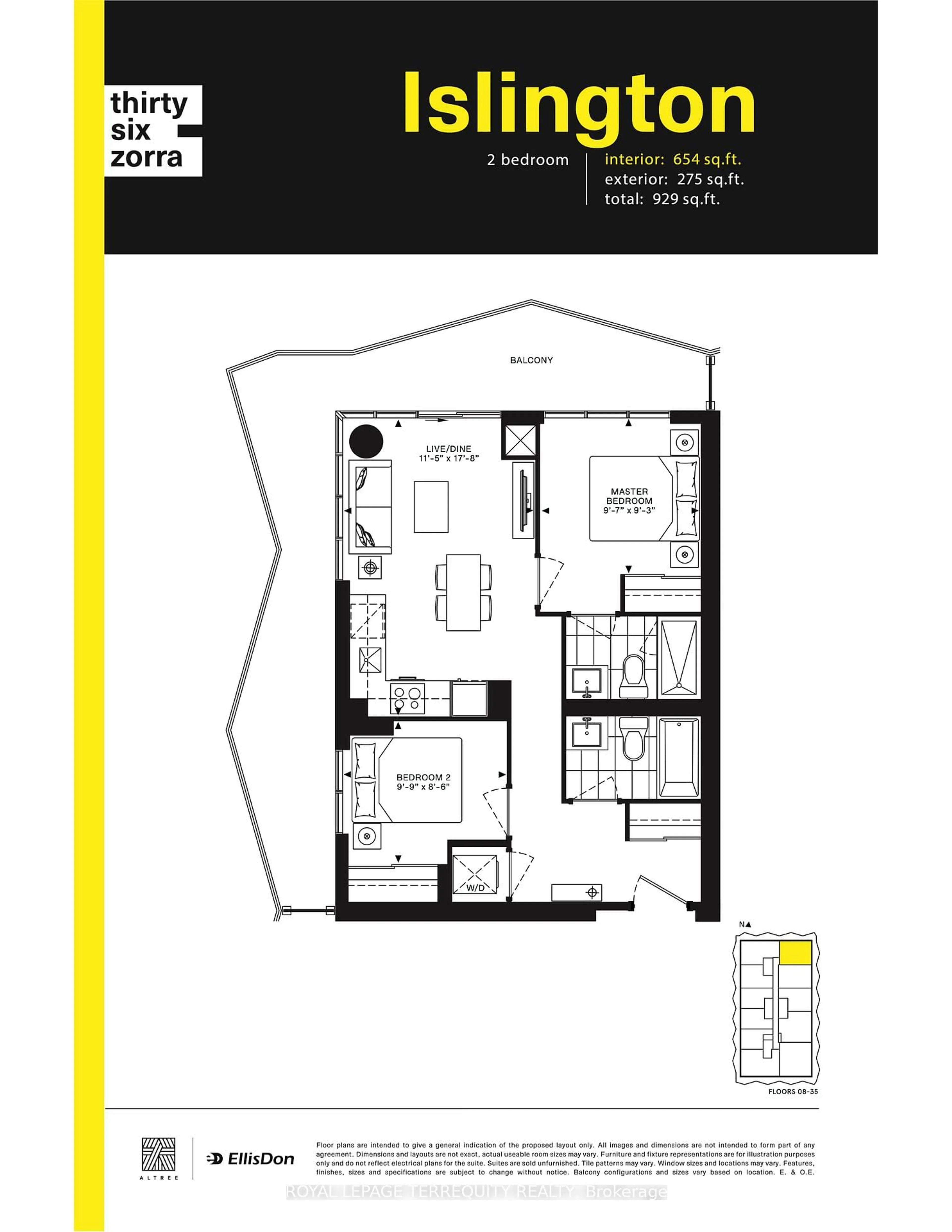 Floor plan for 36 Zorra St #904, Toronto Ontario M8Z 0G5