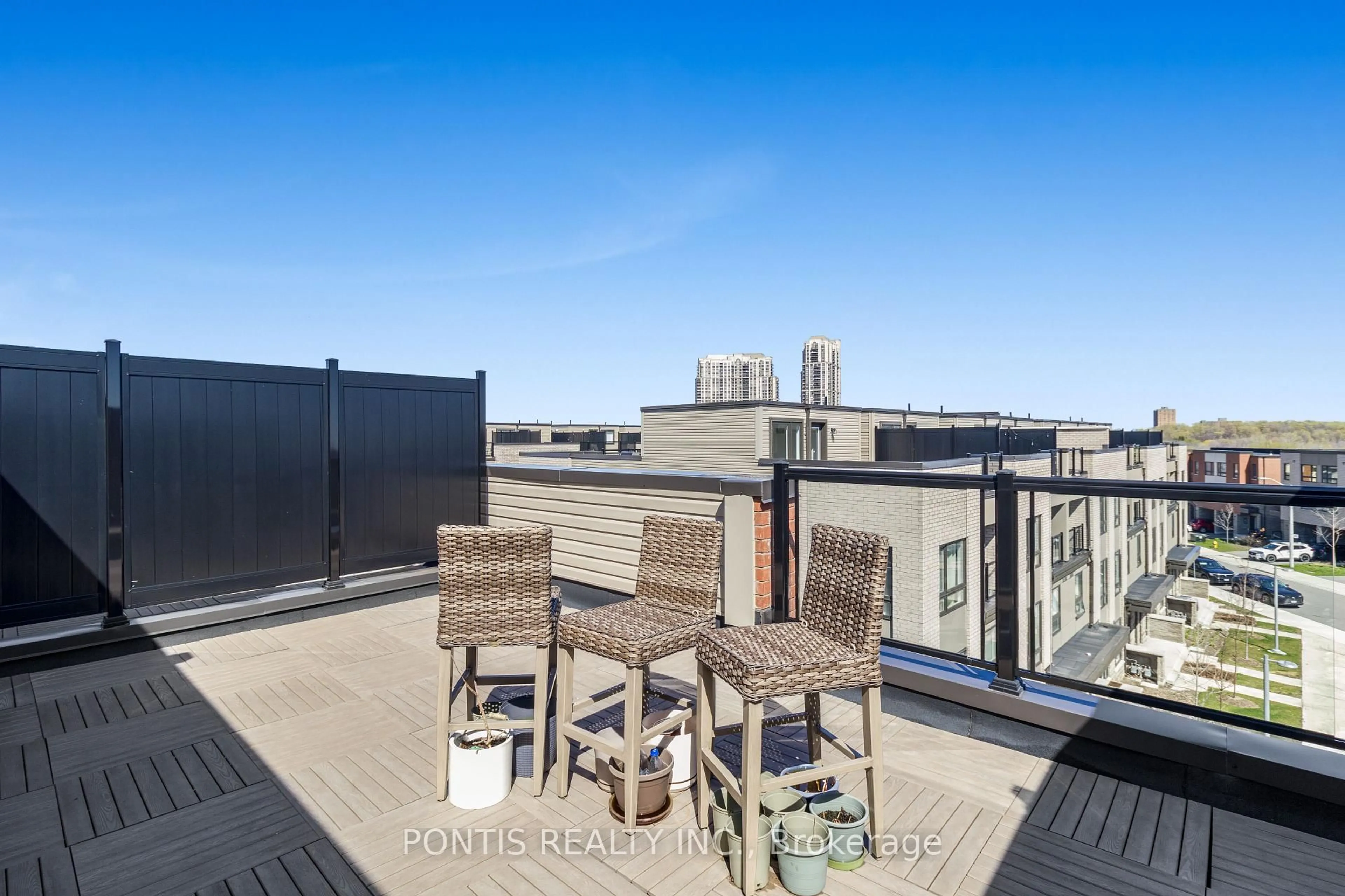 Patio, city buildings view from balcony for 20 Woodstream Dr #12, Toronto Ontario M9W 0G1