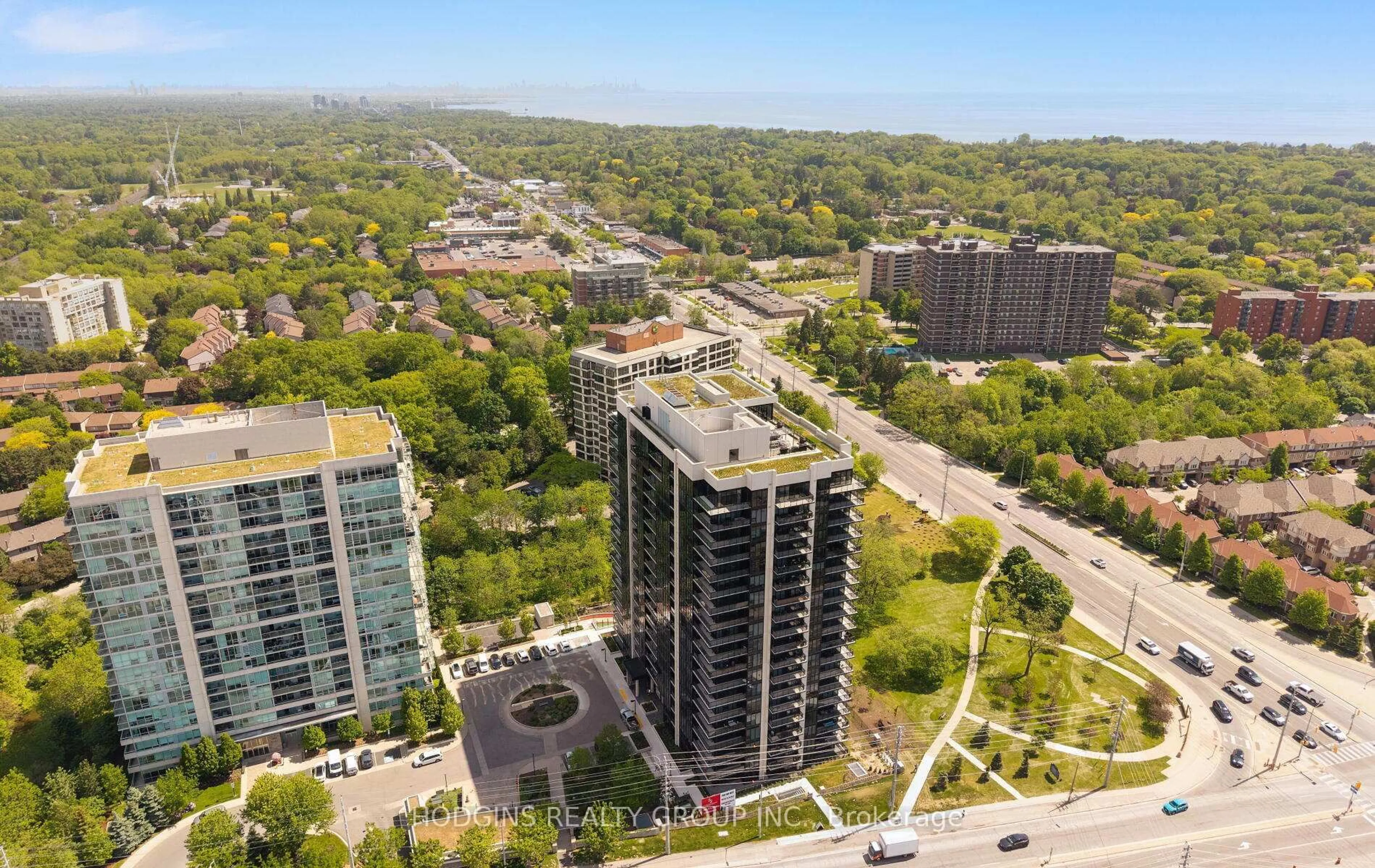 A pic from outside/outdoor area/front of a property/back of a property/a pic from drone, city buildings view from balcony for 1035 Southdown Rd #Upper Penthouse 2007, Mississauga Ontario L5J 0A2
