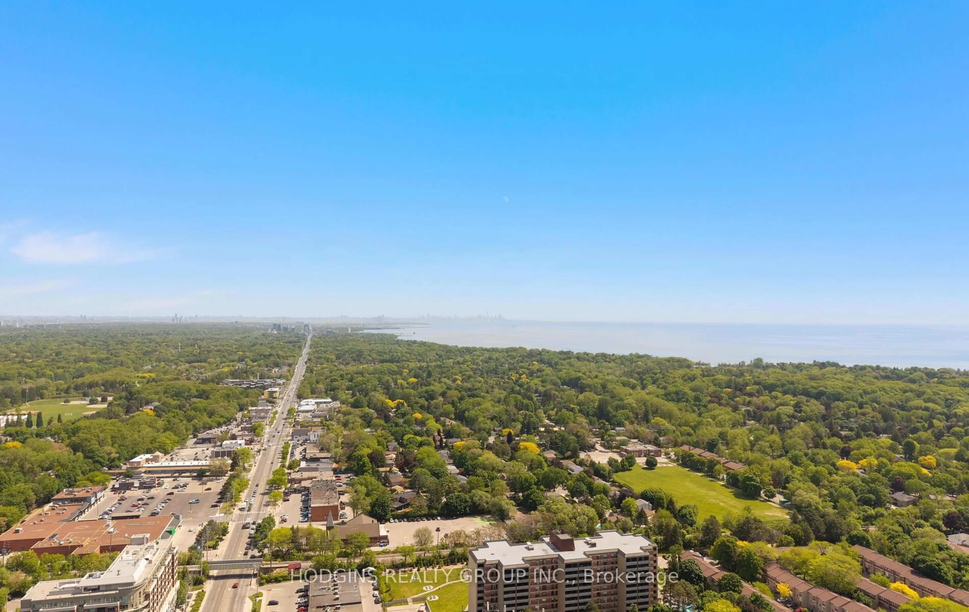 A pic from outside/outdoor area/front of a property/back of a property/a pic from drone, water/lake/river/ocean view for 1035 Southdown Rd #Upper Penthouse 2007, Mississauga Ontario L5J 0A2