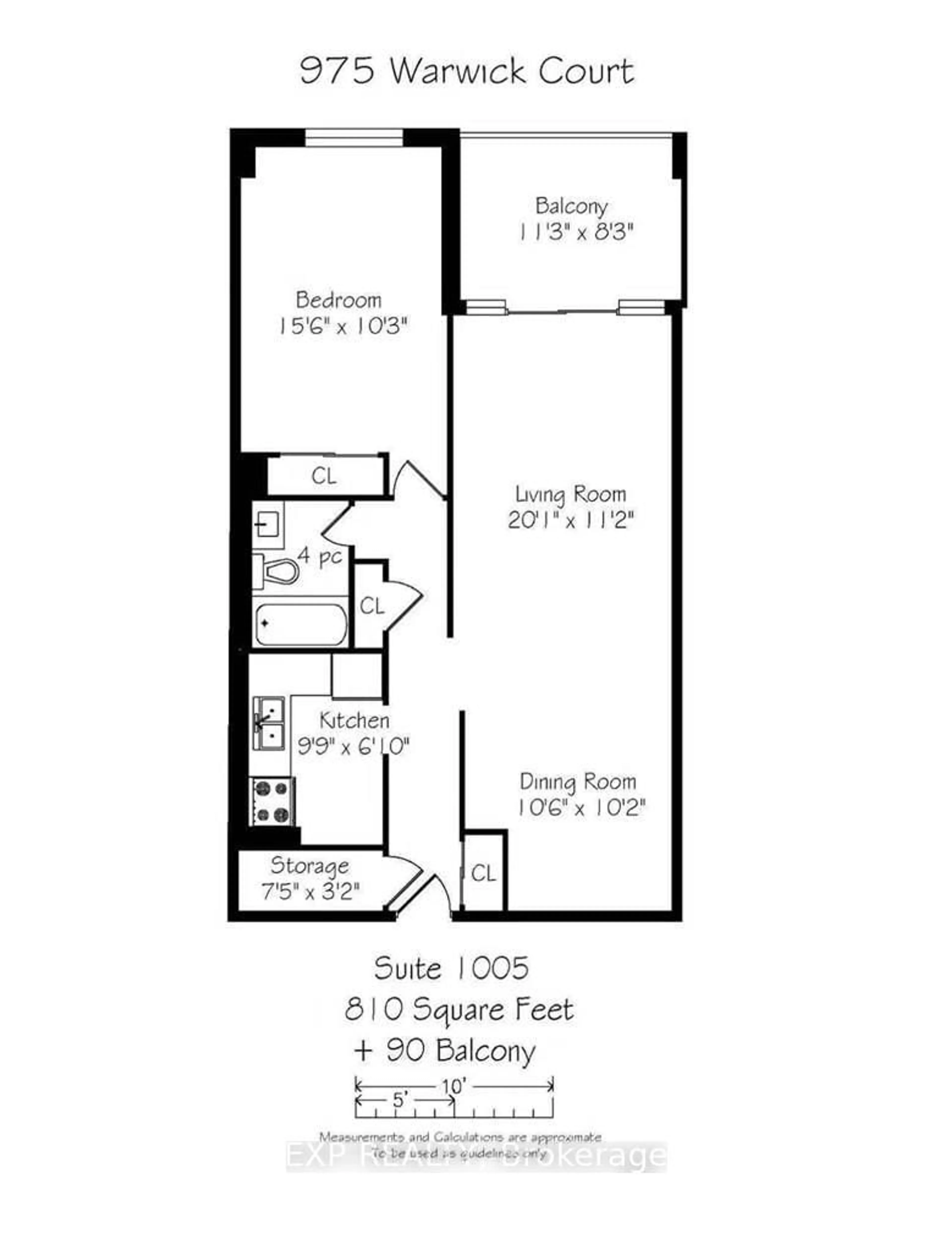 Floor plan for 975 Warwick Crt #1005, Burlington Ontario L7T 3Z7