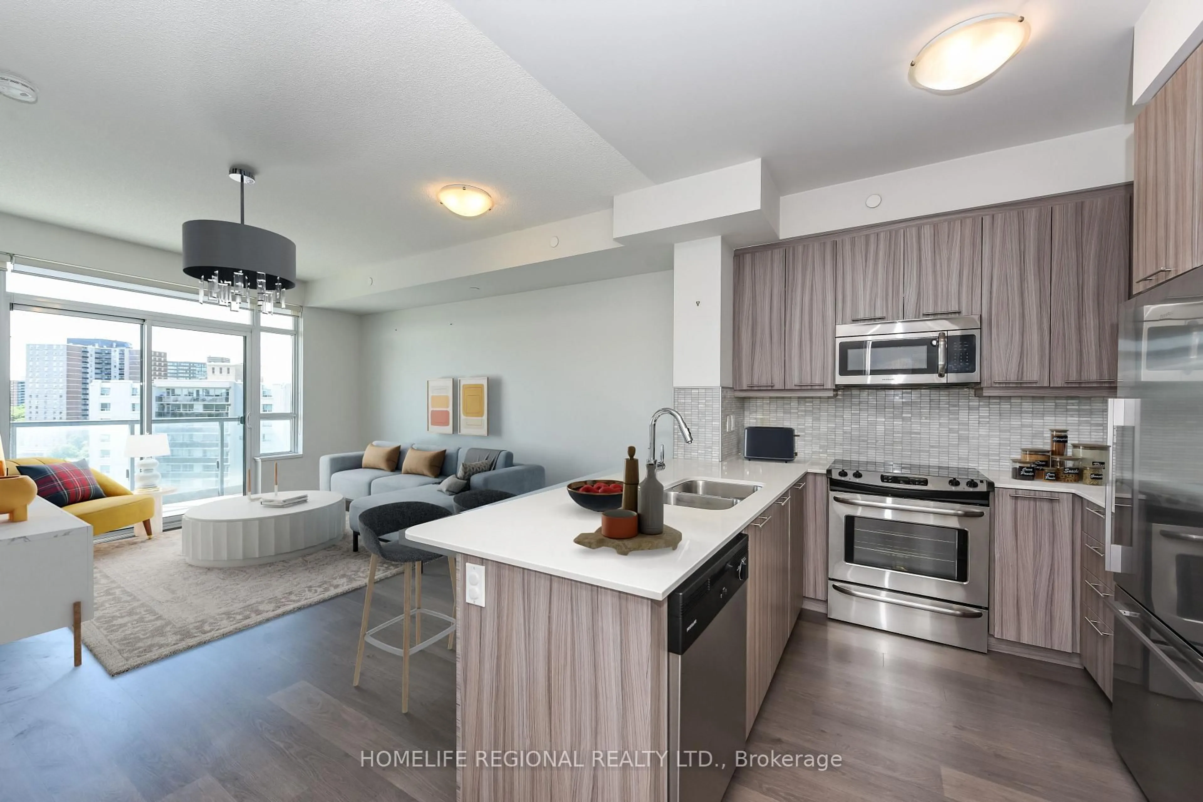 Open concept kitchen, unknown for 25 Fontenay Crt #1306, Toronto Ontario M9A 0C4