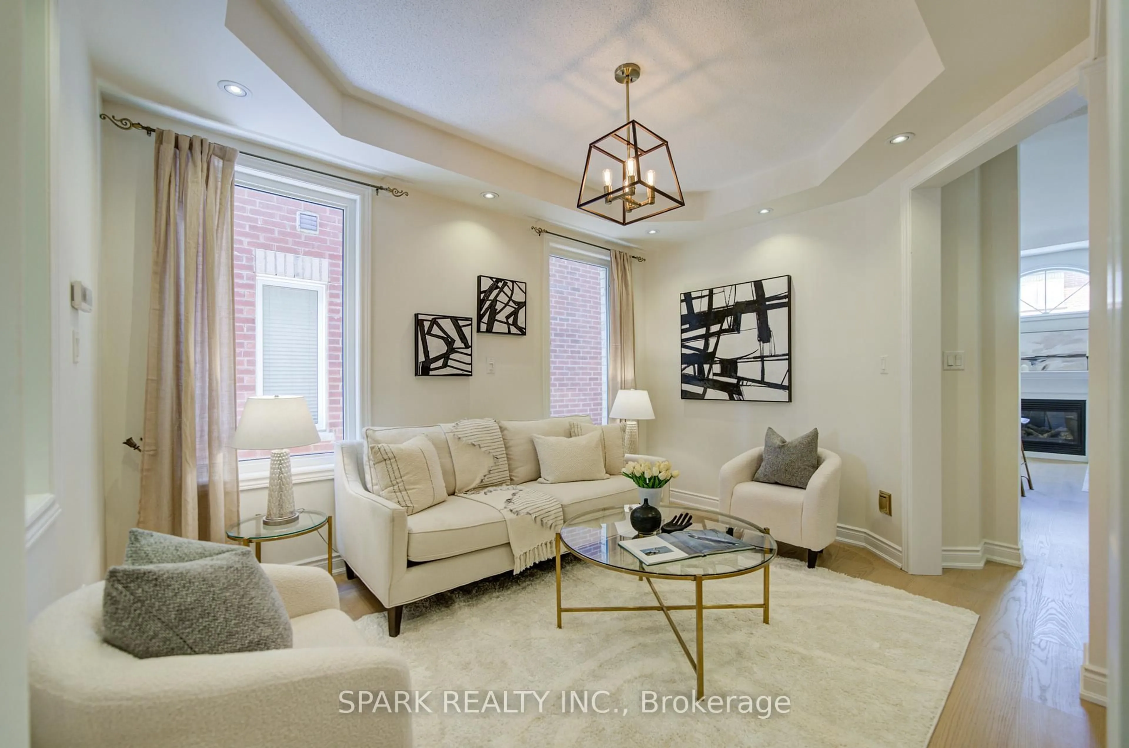 Living room with furniture, ceramic/tile floor for 3057 Doyle St, Mississauga Ontario L5M 0N3