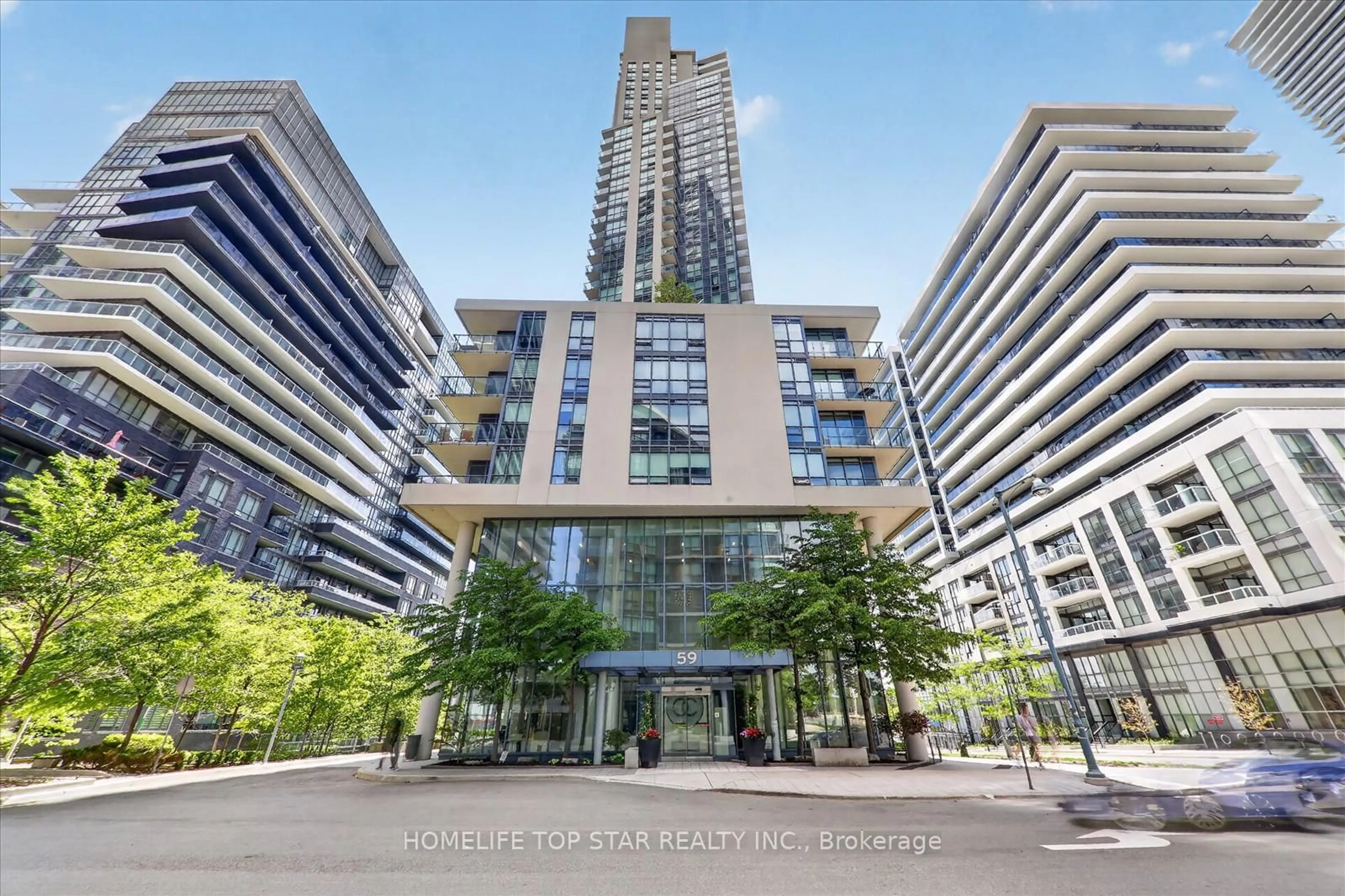 A pic from outside/outdoor area/front of a property/back of a property/a pic from drone, unknown for 59 Annie Craig Dr #2208, Toronto Ontario M8V 0C4