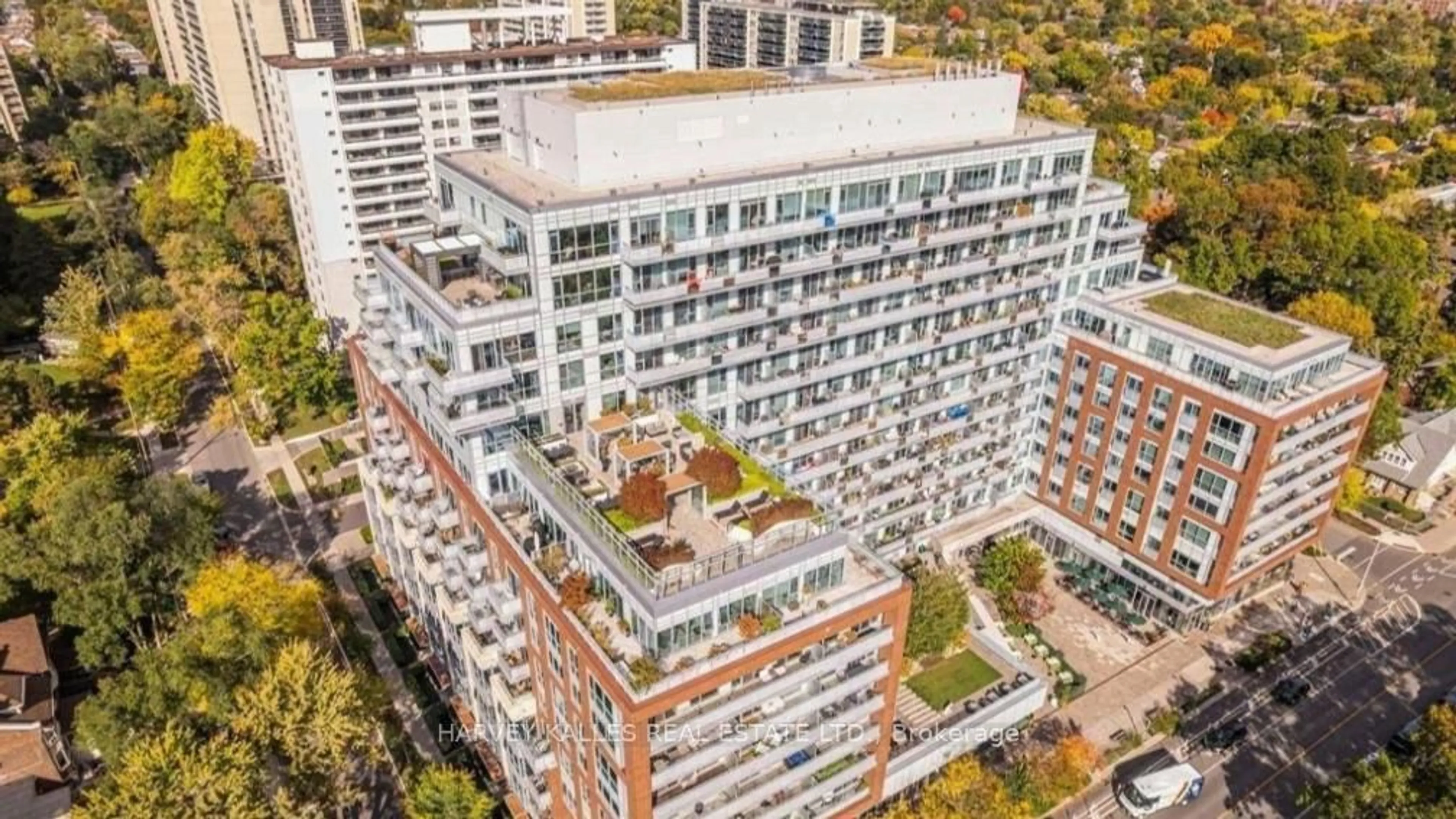 A pic from outside/outdoor area/front of a property/back of a property/a pic from drone, city buildings view from balcony for 1830 Bloor St #741, Toronto Ontario M6P 3K6