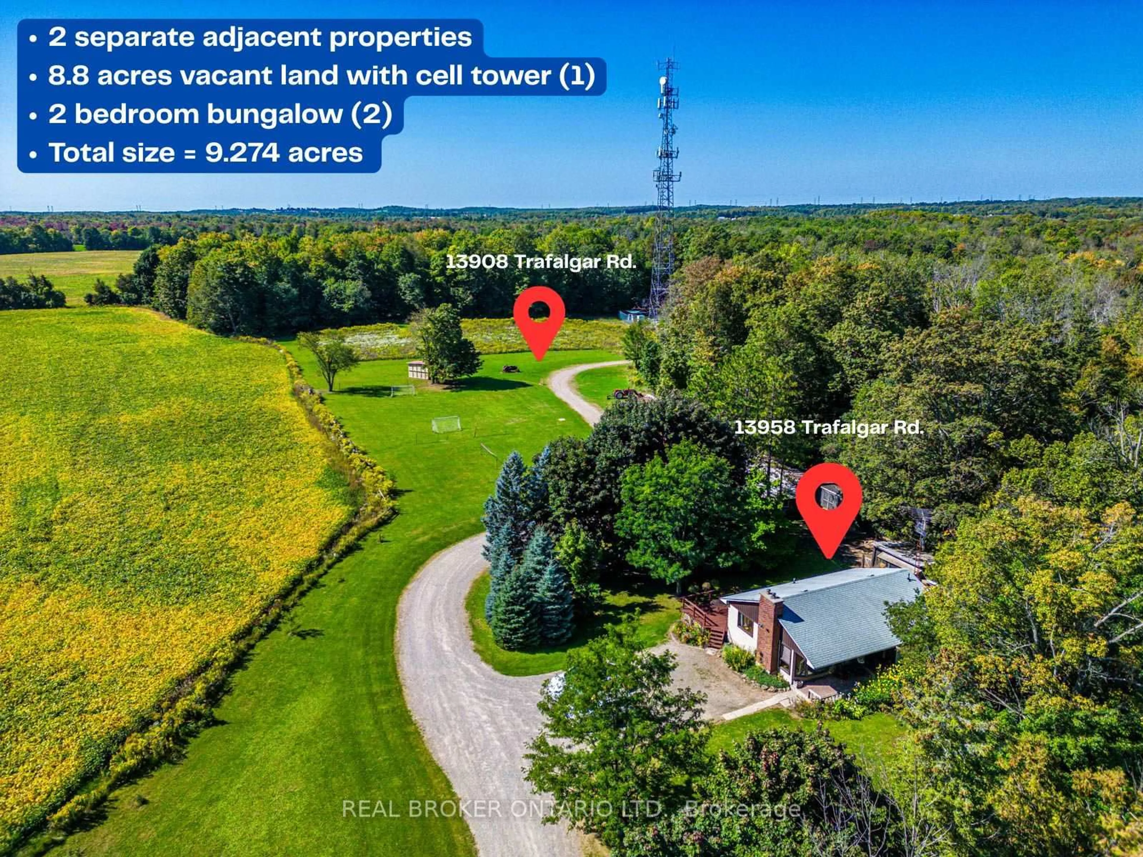 A pic from outside/outdoor area/front of a property/back of a property/a pic from drone, forest/trees view for 13908/13958 Trafalgar Rd, Halton Hills Ontario L7G 4S4