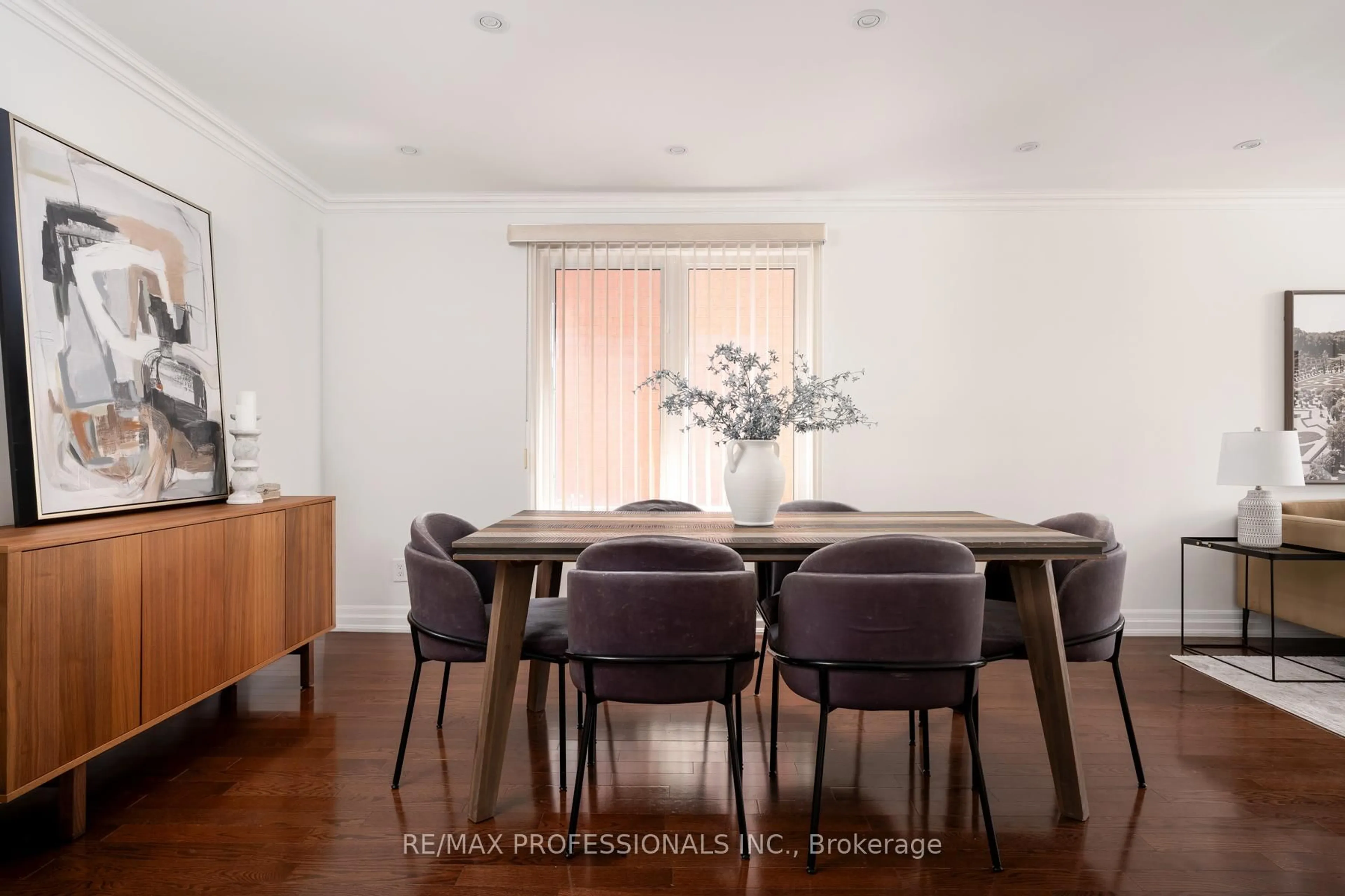 Dining room, wood/laminate floor for 84 Harding Ave, Toronto Ontario M6M 3A5