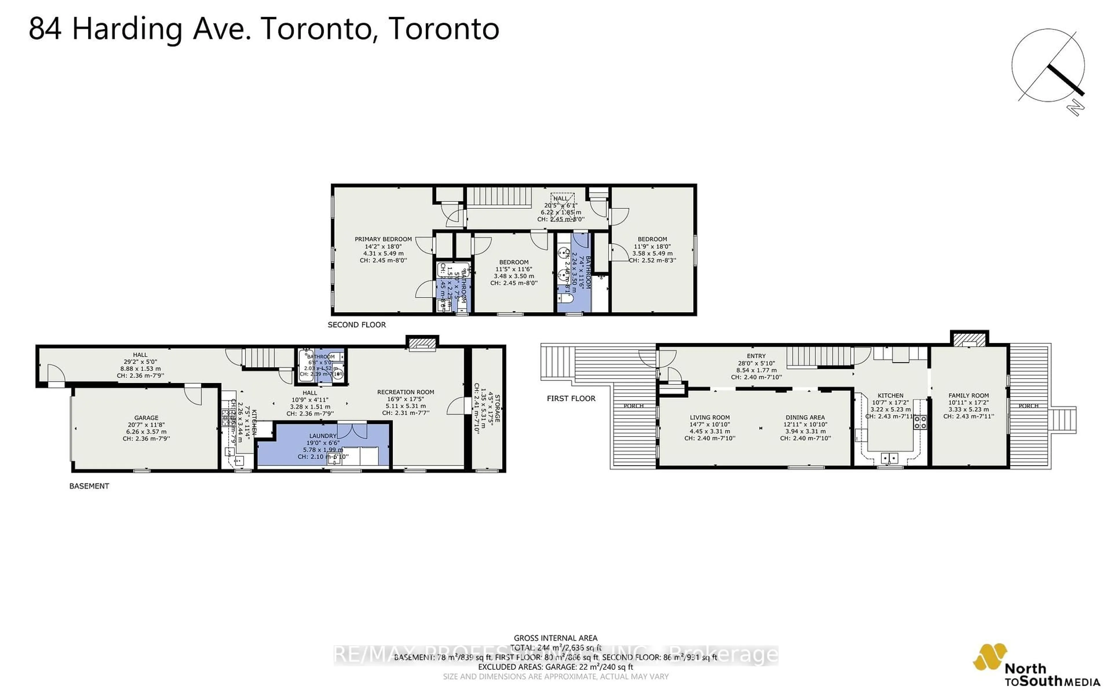 Floor plan for 84 Harding Ave, Toronto Ontario M6M 3A5