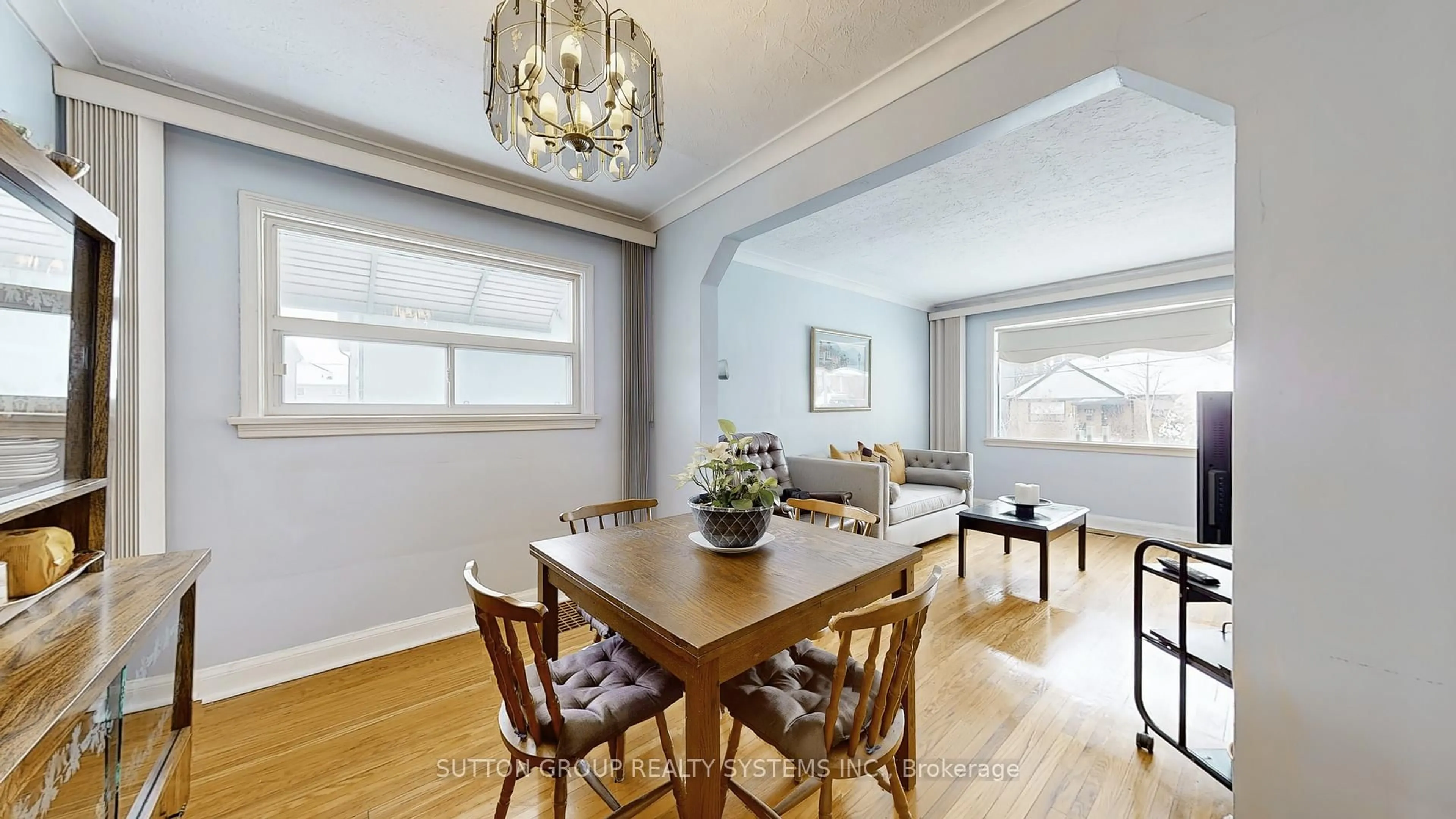 Dining room, wood/laminate floor for 199 Strathnairn Ave, Toronto Ontario M6M 2G6