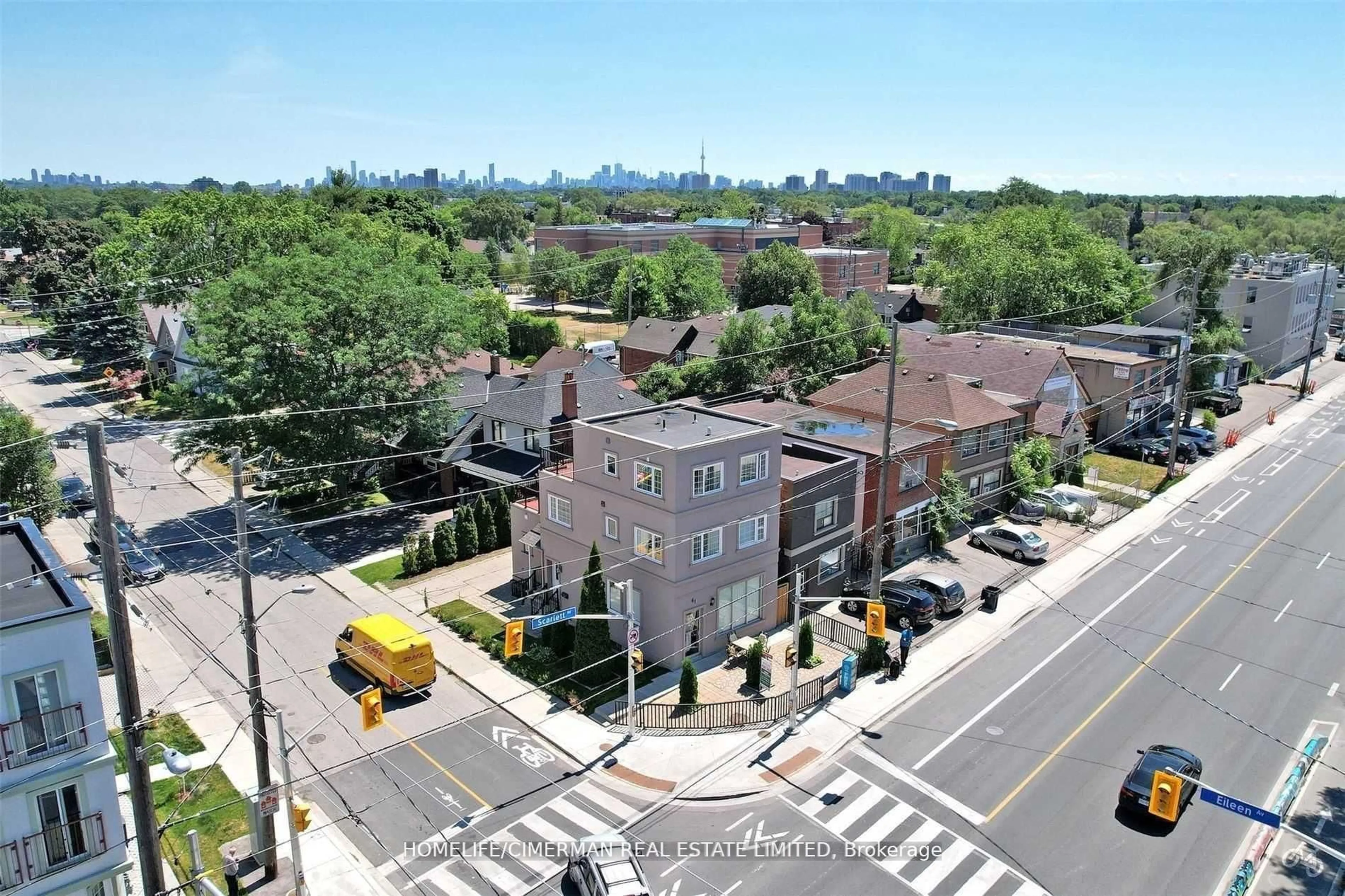 A pic from outside/outdoor area/front of a property/back of a property/a pic from drone, street for 61 Scarlett Rd, Toronto Ontario M6N 4J8