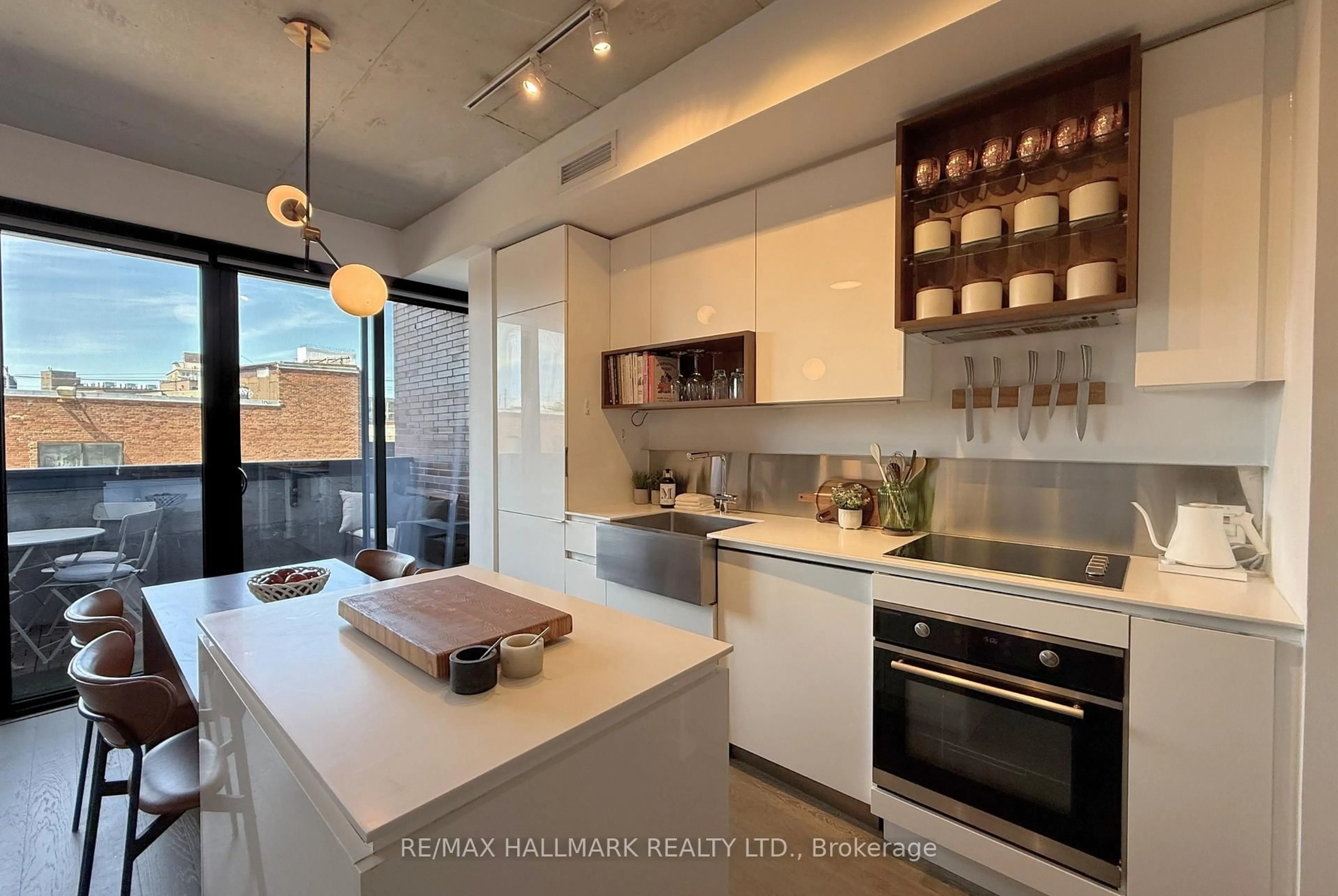 Contemporary kitchen, ceramic/tile floor for 383 Sorauren Ave #313, Toronto Ontario M6R 0A4