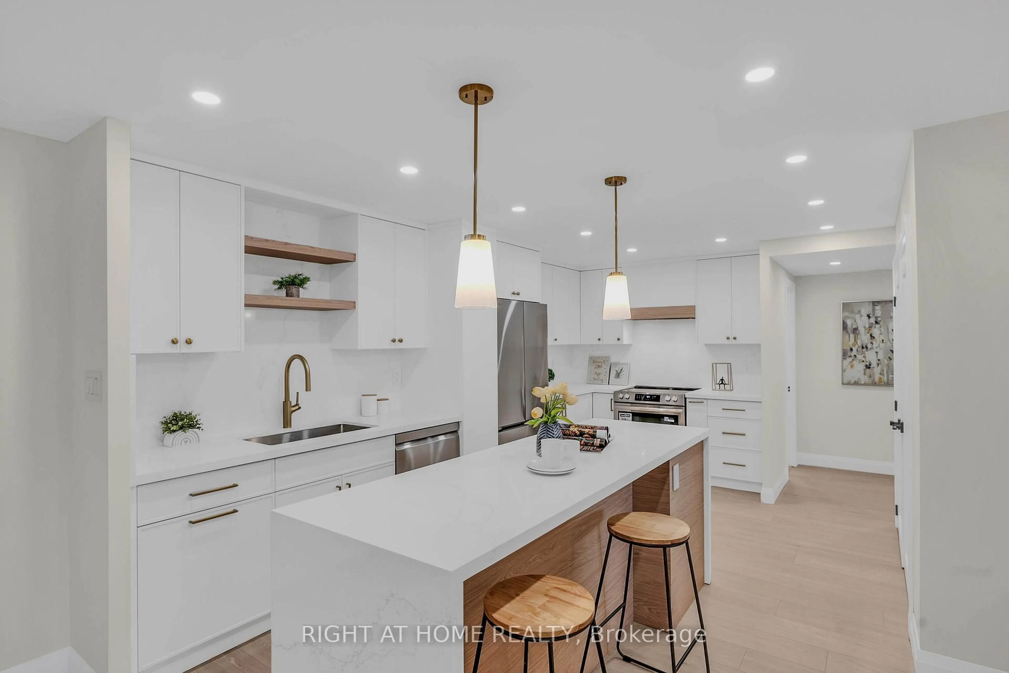 Open concept kitchen, ceramic/tile floor for 812 Burnhamthorpe Rd #609, Toronto Ontario M9C 4W1