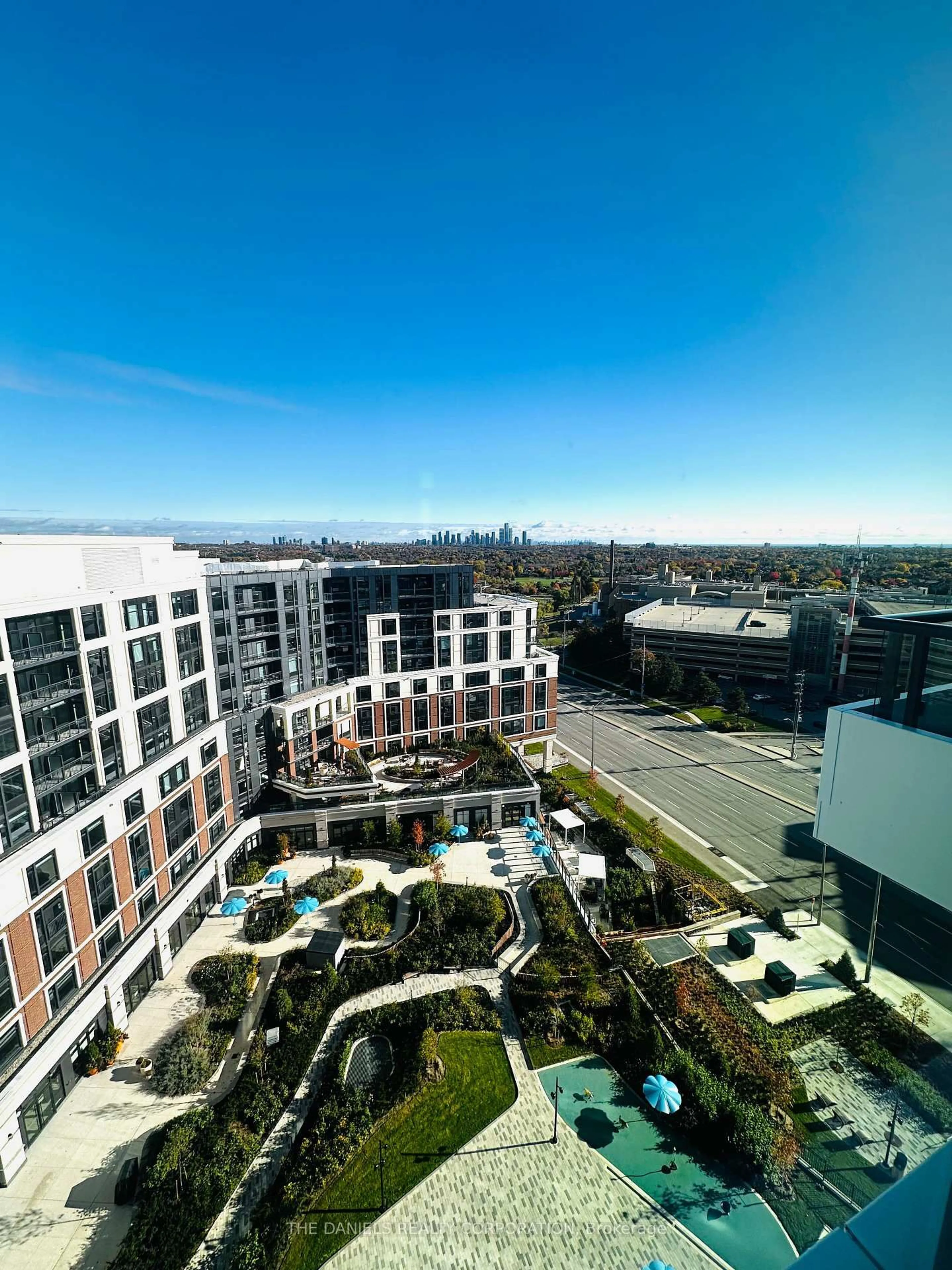A pic from outside/outdoor area/front of a property/back of a property/a pic from drone, city buildings view from balcony for 2485 Eglinton Ave #714, Mississauga Ontario L5M 2T1