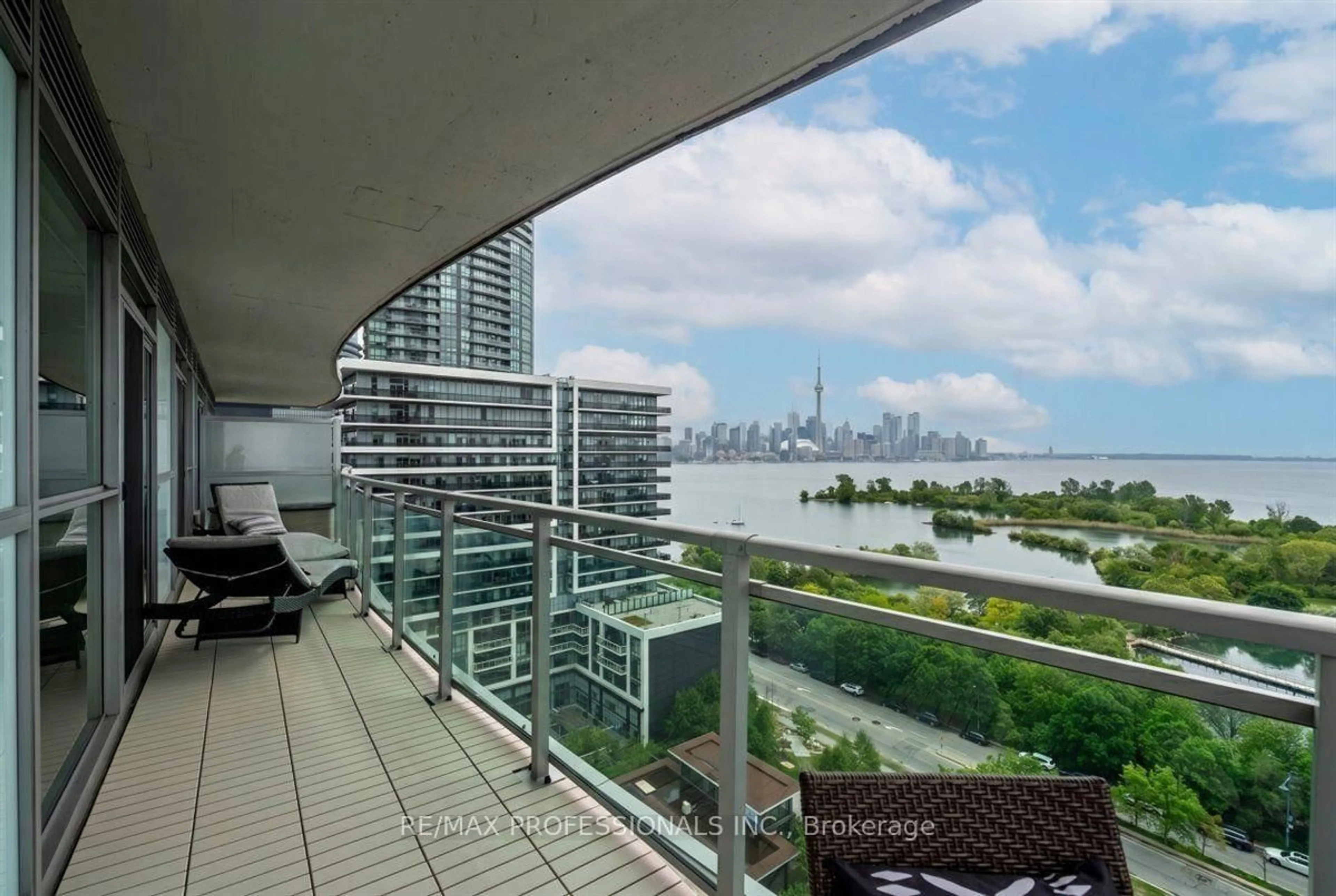 Balcony in the apartment, water/lake/river/ocean view for 33 Shore Breeze Dr #1310, Toronto Ontario M8V 0G1