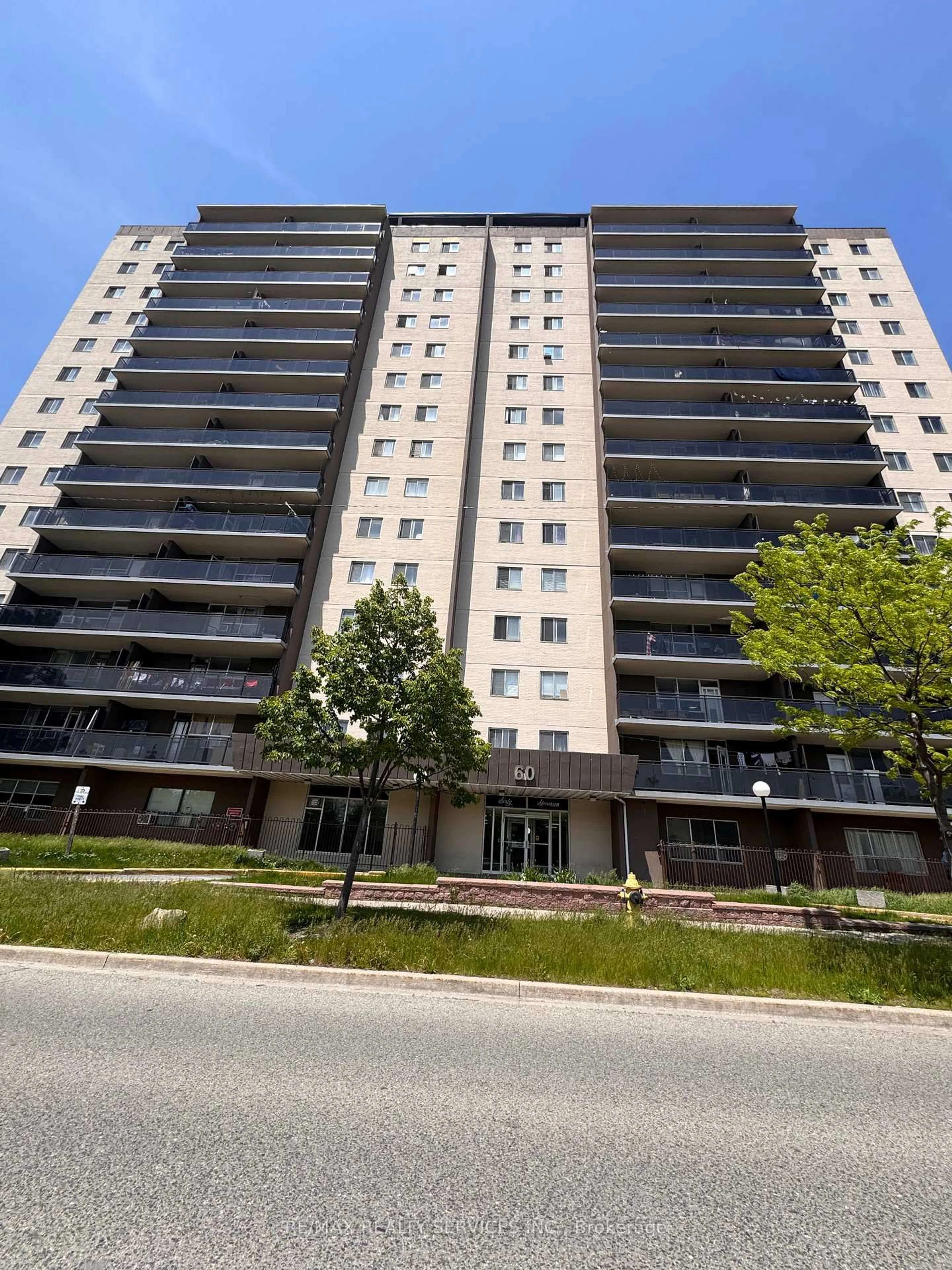 A pic from outside/outdoor area/front of a property/back of a property/a pic from drone, building for 60 Stevenson Rd #501, Toronto Ontario M9V 2B4
