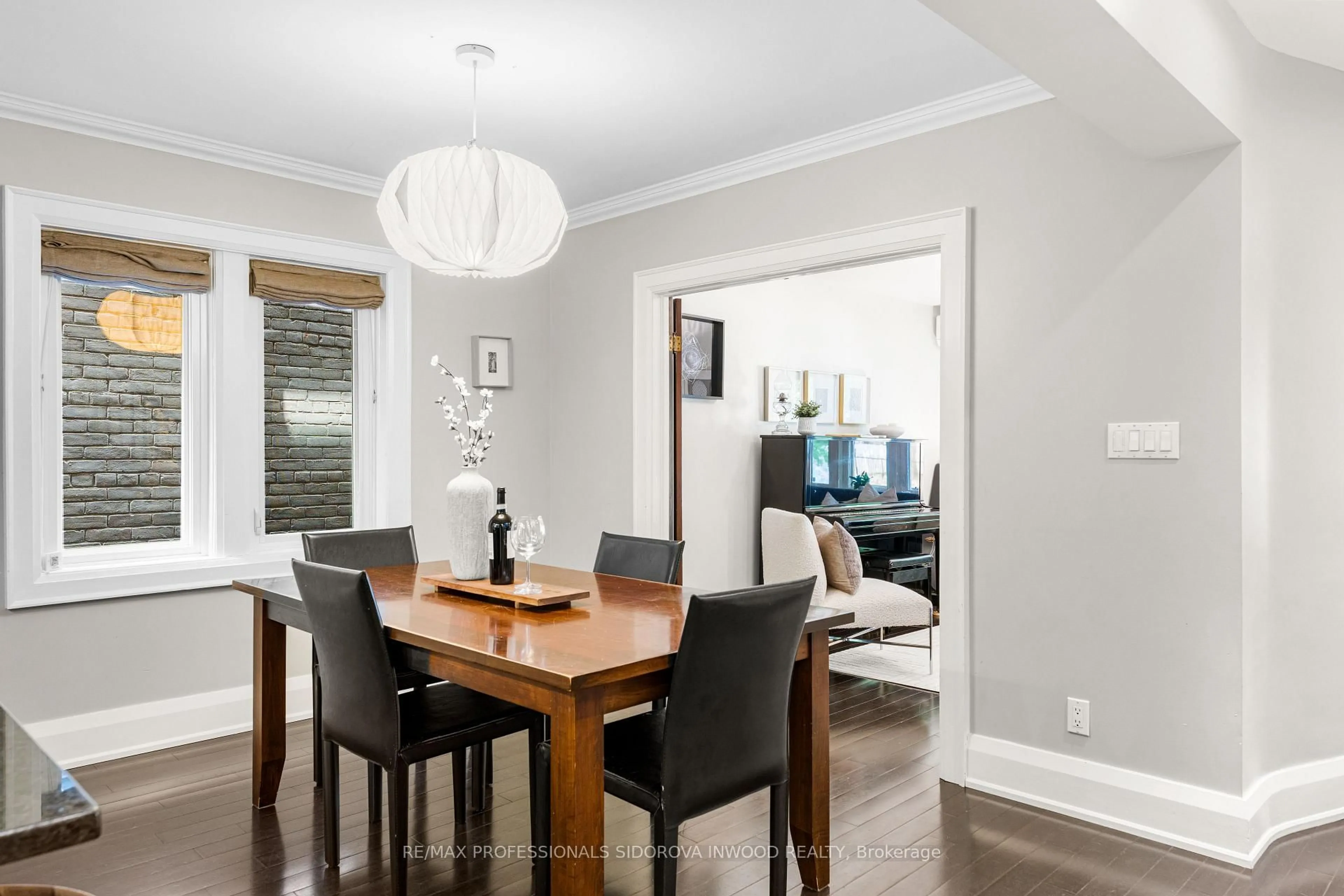 Dining room, wood/laminate floor for 685 Annette St, Toronto Ontario M6S 2C9