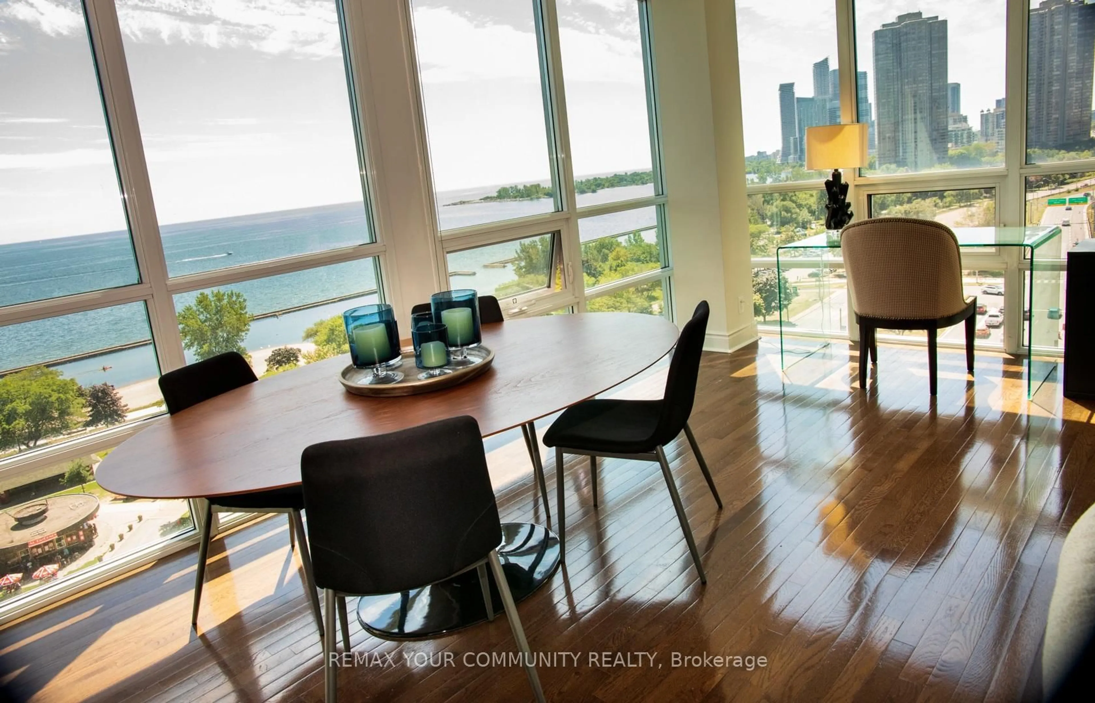 Dining room, wood/laminate floor for 1910 Lake Shore Blvd #1108, Toronto Ontario M6S 1A2