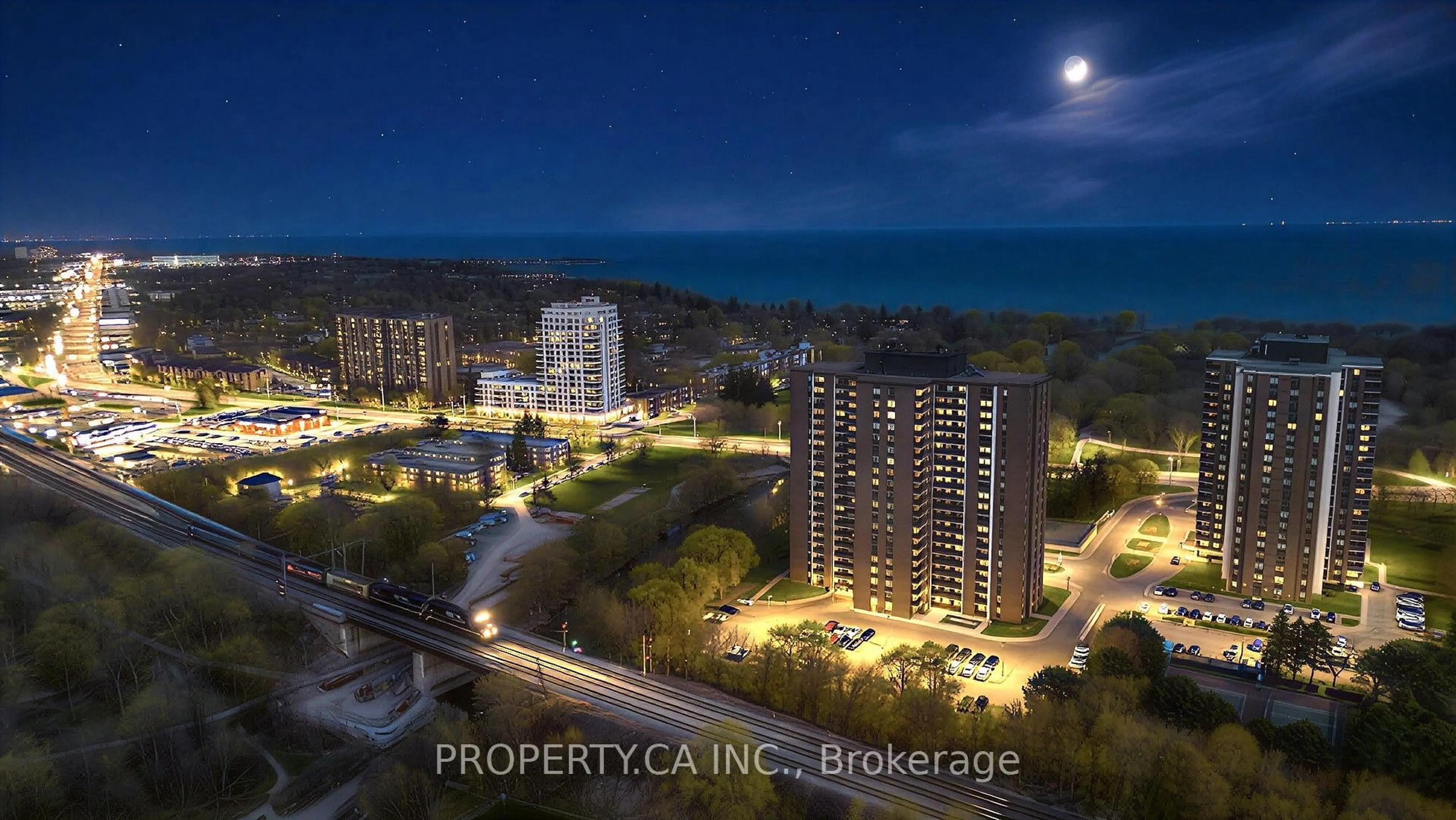 A pic from outside/outdoor area/front of a property/back of a property/a pic from drone, city buildings view from balcony for 1535 Lakeshore Rd #305, Mississauga Ontario L5E 3E2