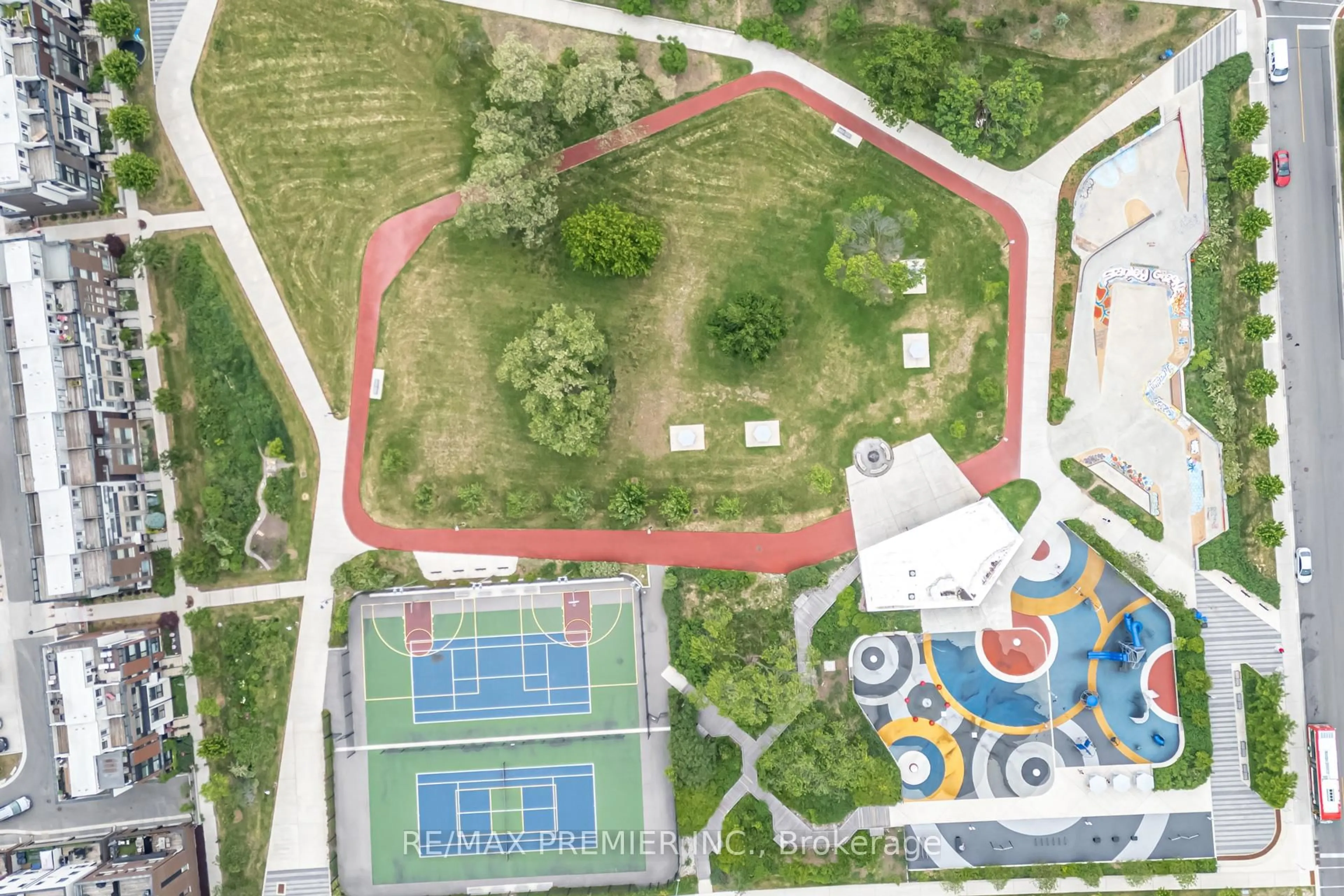 A pic from outside/outdoor area/front of a property/back of a property/a pic from drone, unknown for 45 Thomas Mulholland Dr #1, Toronto Ontario M3K 0A5