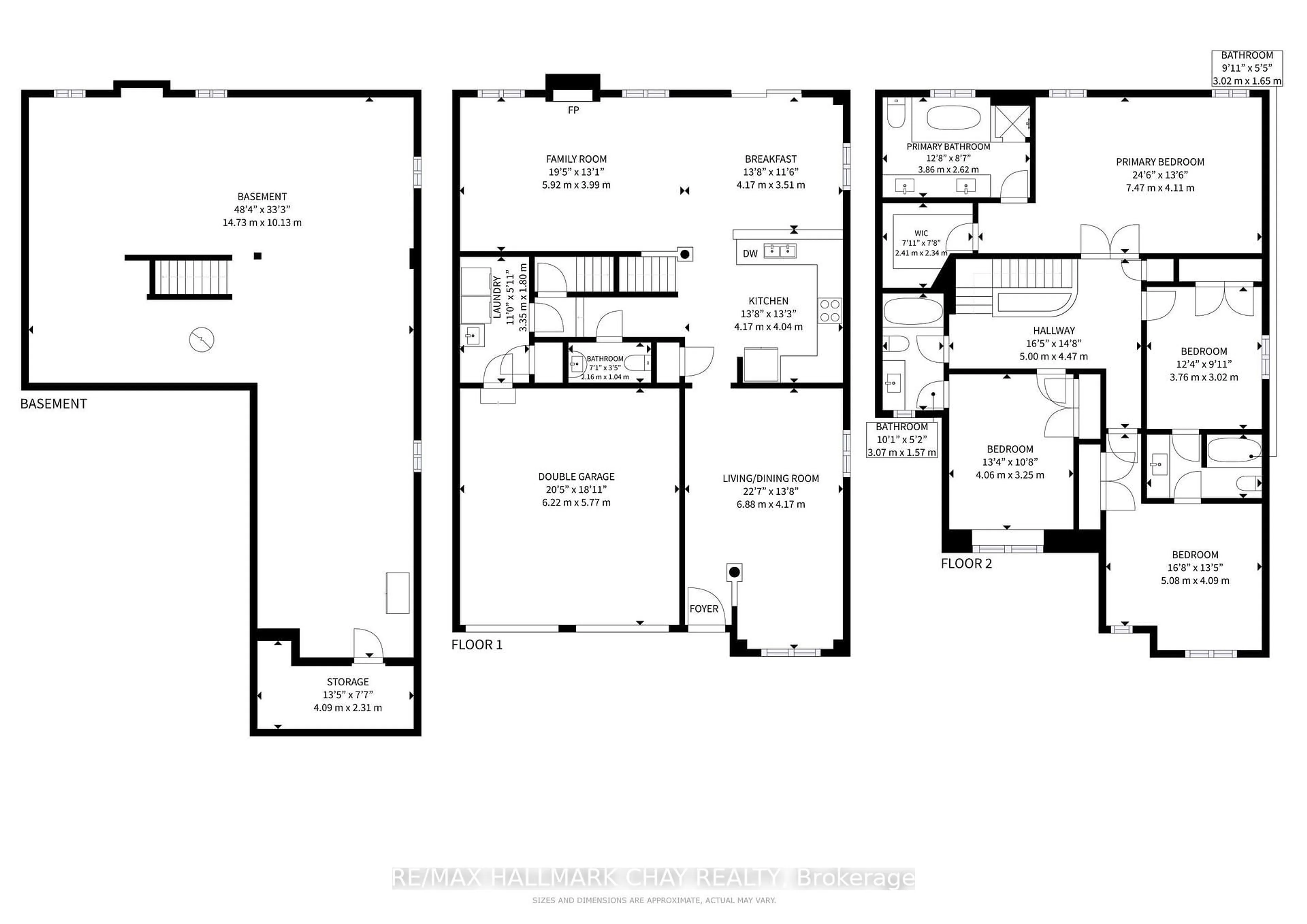 Floor plan for 76 Cobblestone Crt, Brampton Ontario L6R 2S4