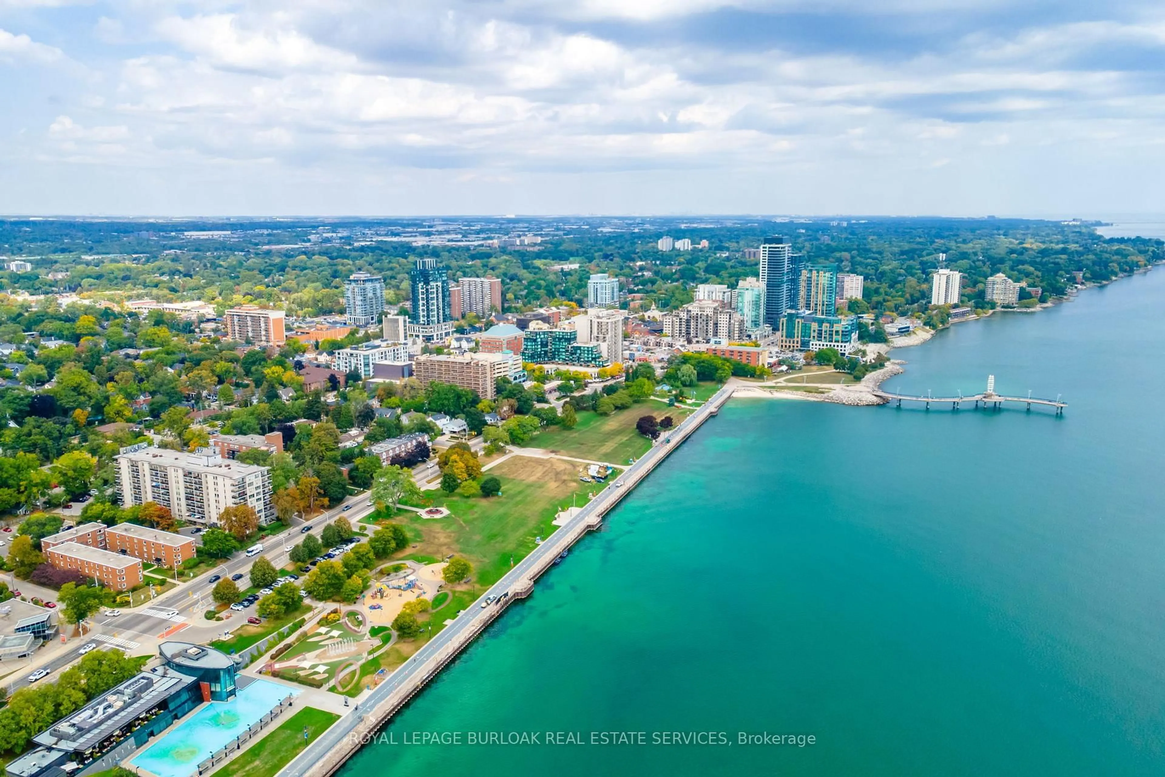 A pic from outside/outdoor area/front of a property/back of a property/a pic from drone, water/lake/river/ocean view for 442 Maple Ave #7, Burlington Ontario L7S 2L7