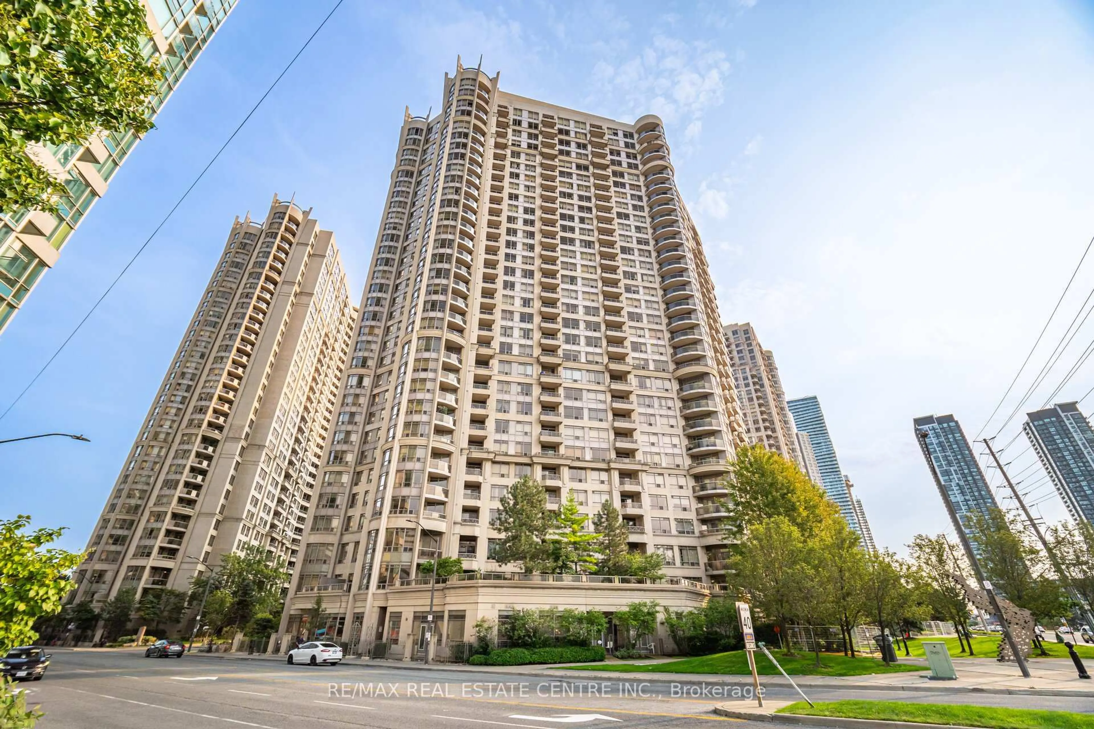 Patio, city buildings view from balcony for 3888 Duke of York Blvd #2625, Mississauga Ontario L5B 4P5
