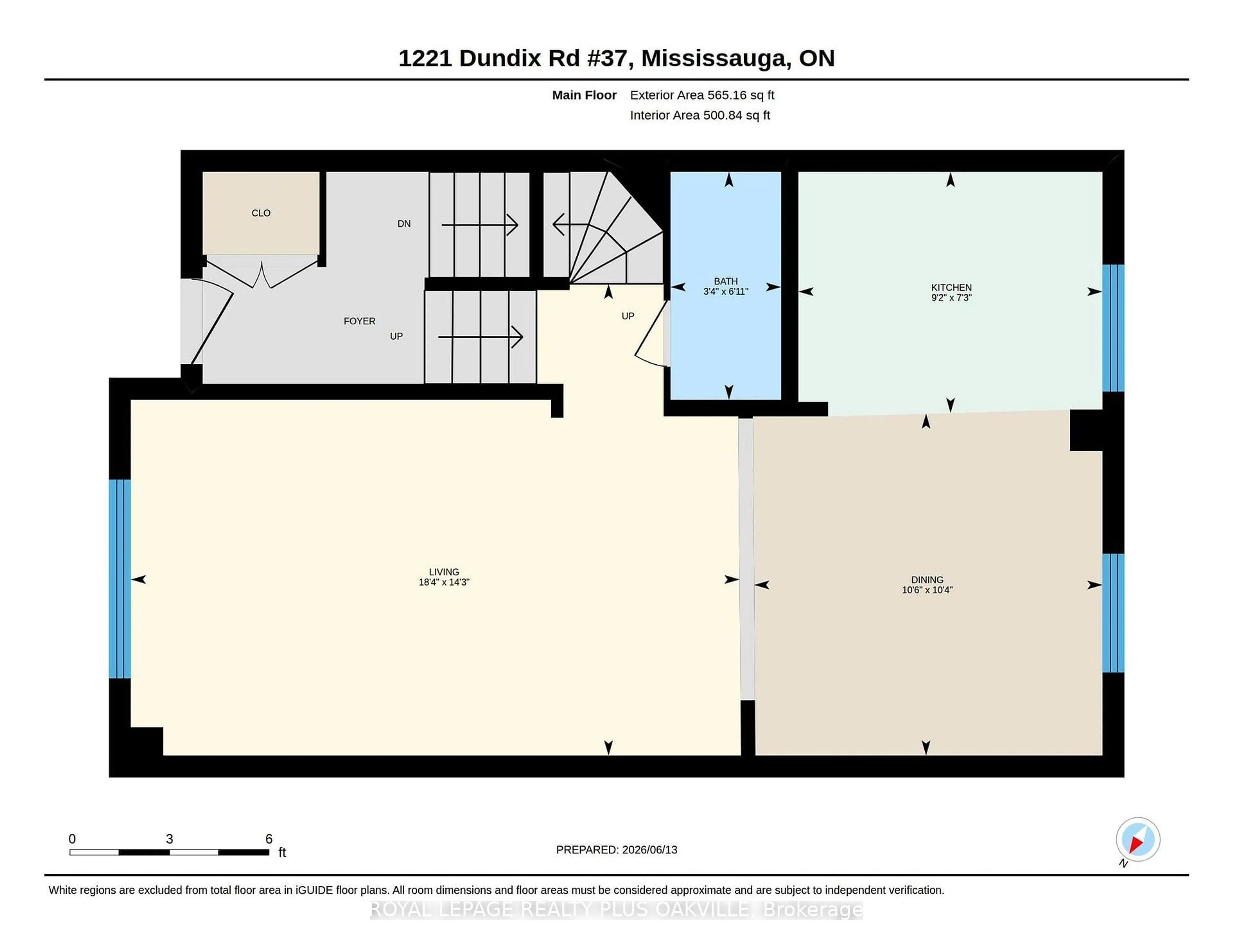 Floor plan for 1221 Dundix Rd #37, Mississauga Ontario L4Y 3Y9