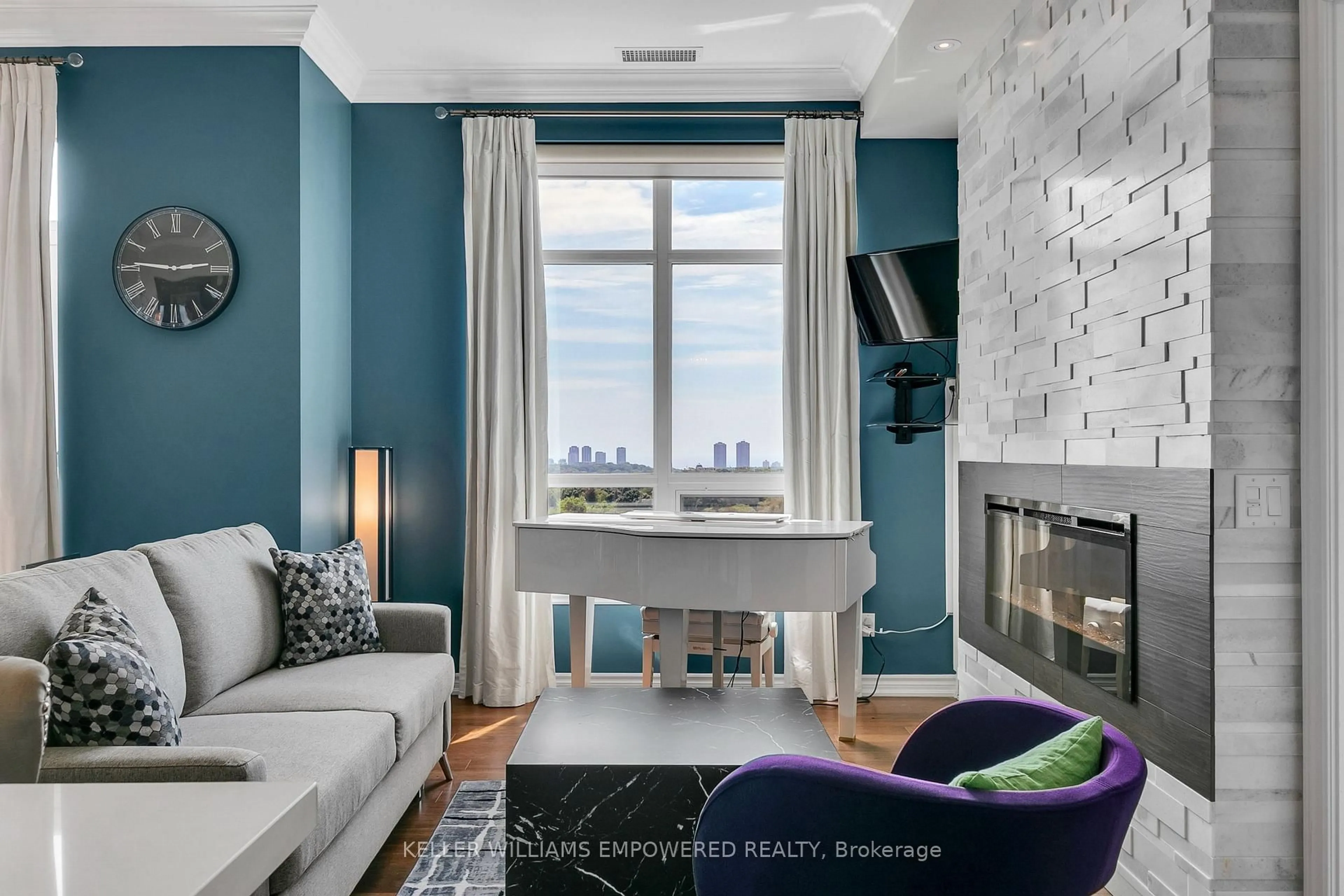 Living room with furniture, ceramic/tile floor for 1135 Royal York Rd #1406, Toronto Ontario M9A 0C3