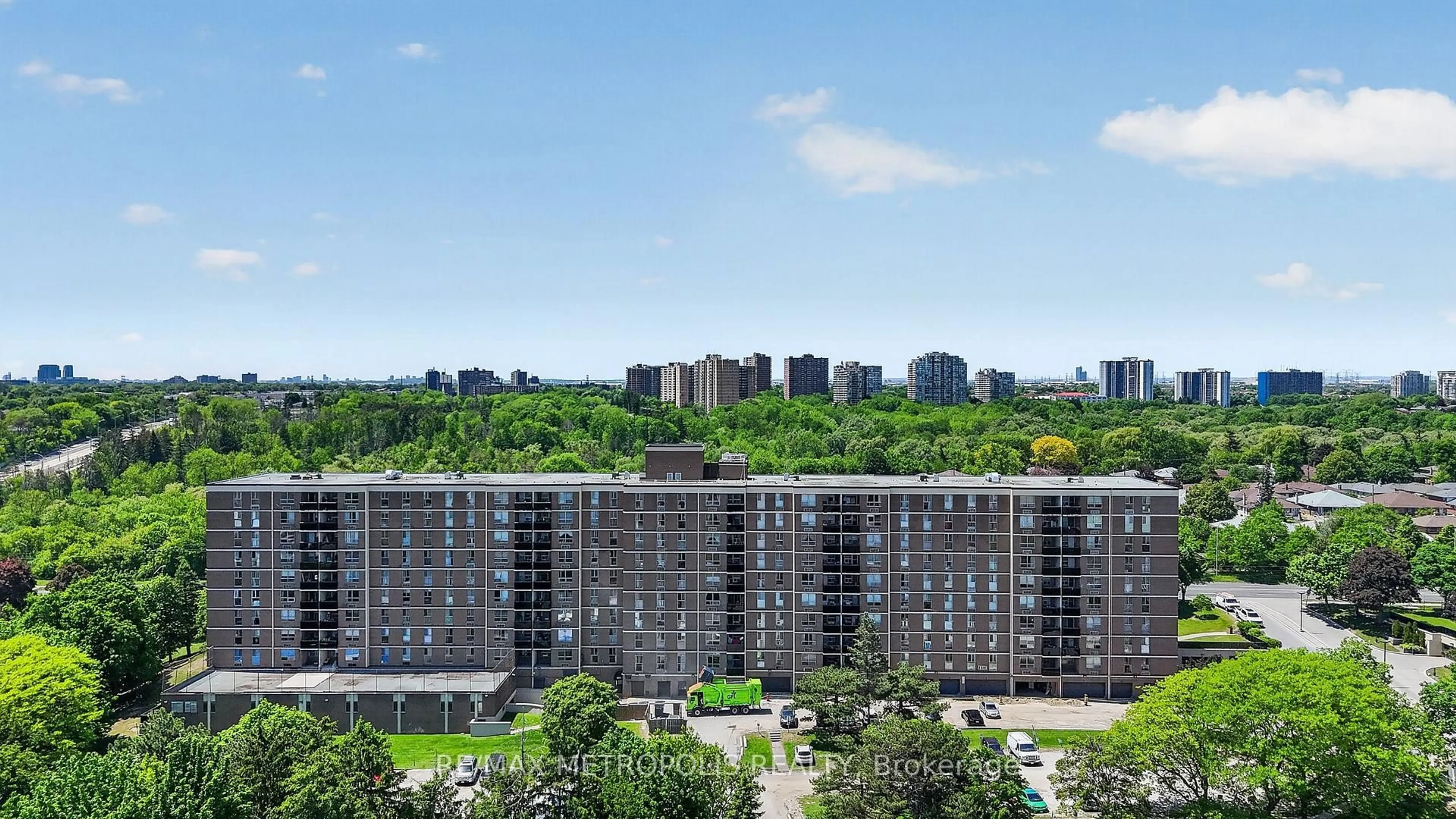 A pic from outside/outdoor area/front of a property/back of a property/a pic from drone, city buildings view from balcony for 2825 Islington Ave #104, Toronto Ontario M9L 2K1