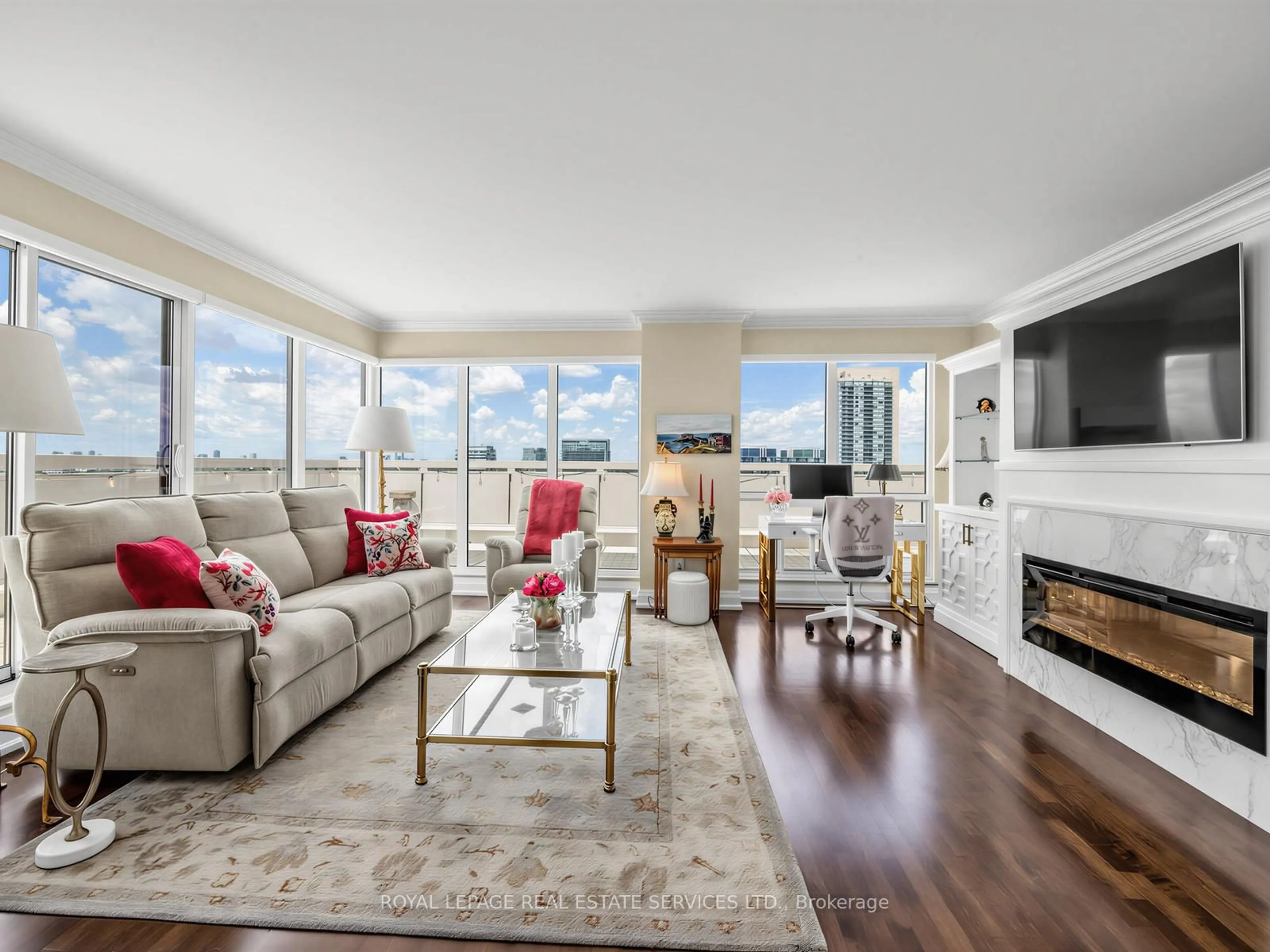 Living room with furniture, wood/laminate floor for 2269 Lake Shore Blvd #3201, Toronto Ontario M8V 3X6