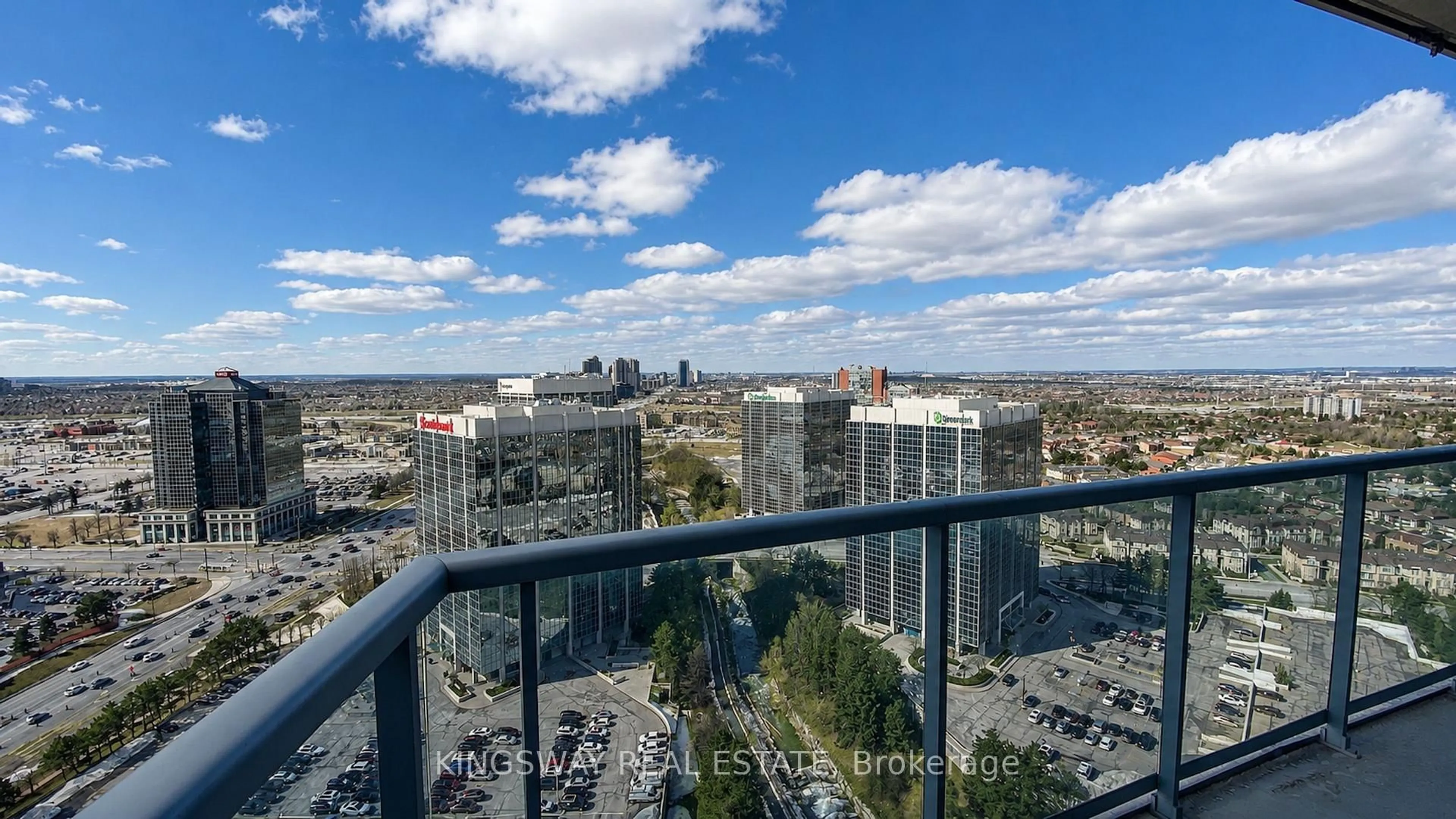 A pic from outside/outdoor area/front of a property/back of a property/a pic from drone, city buildings view from balcony for 80 ABSOLUTE Ave #2709, Mississauga Ontario L4Z 0A5
