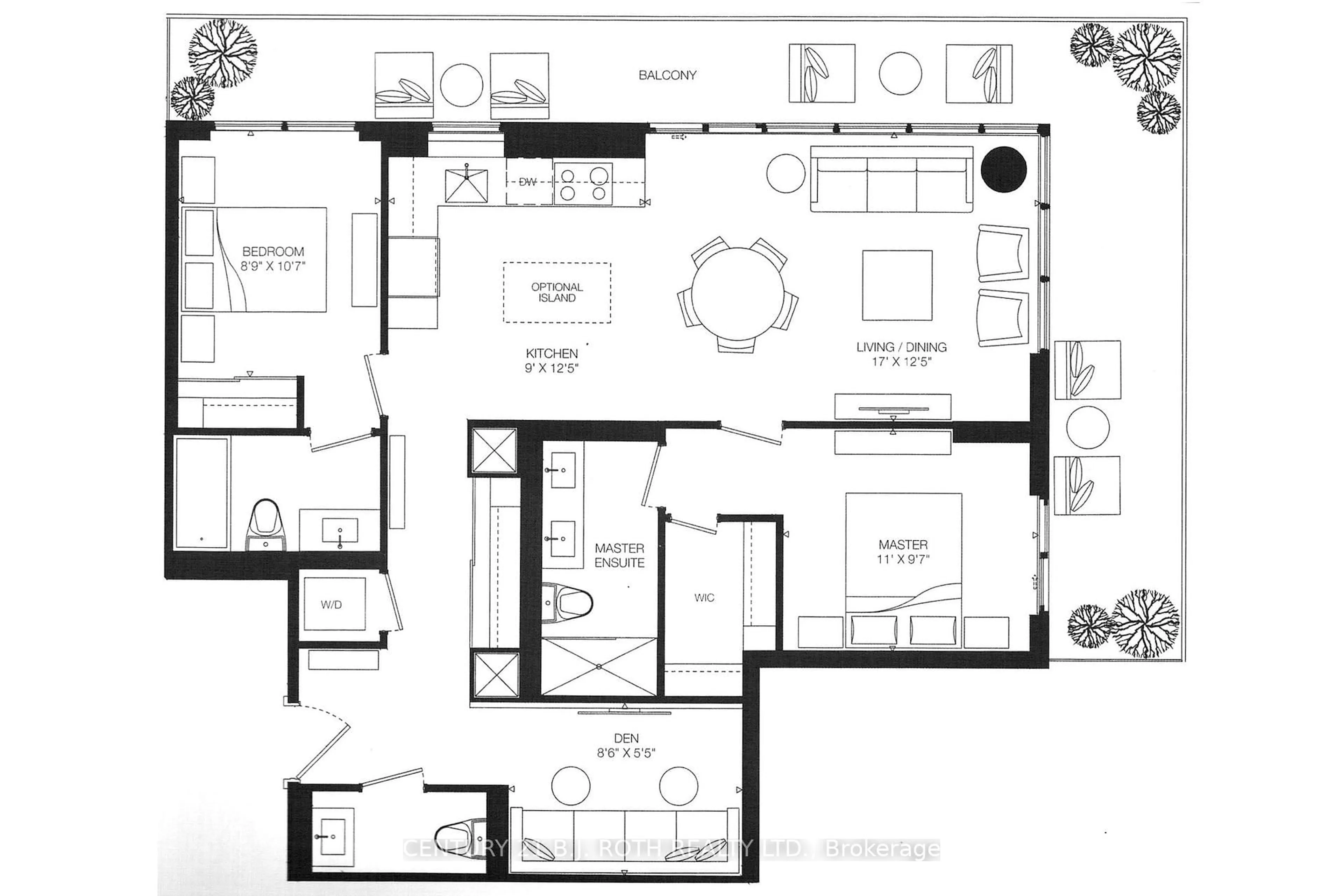 Floor plan for 20 Brin Dr #1603, Toronto Ontario M8X 0B2