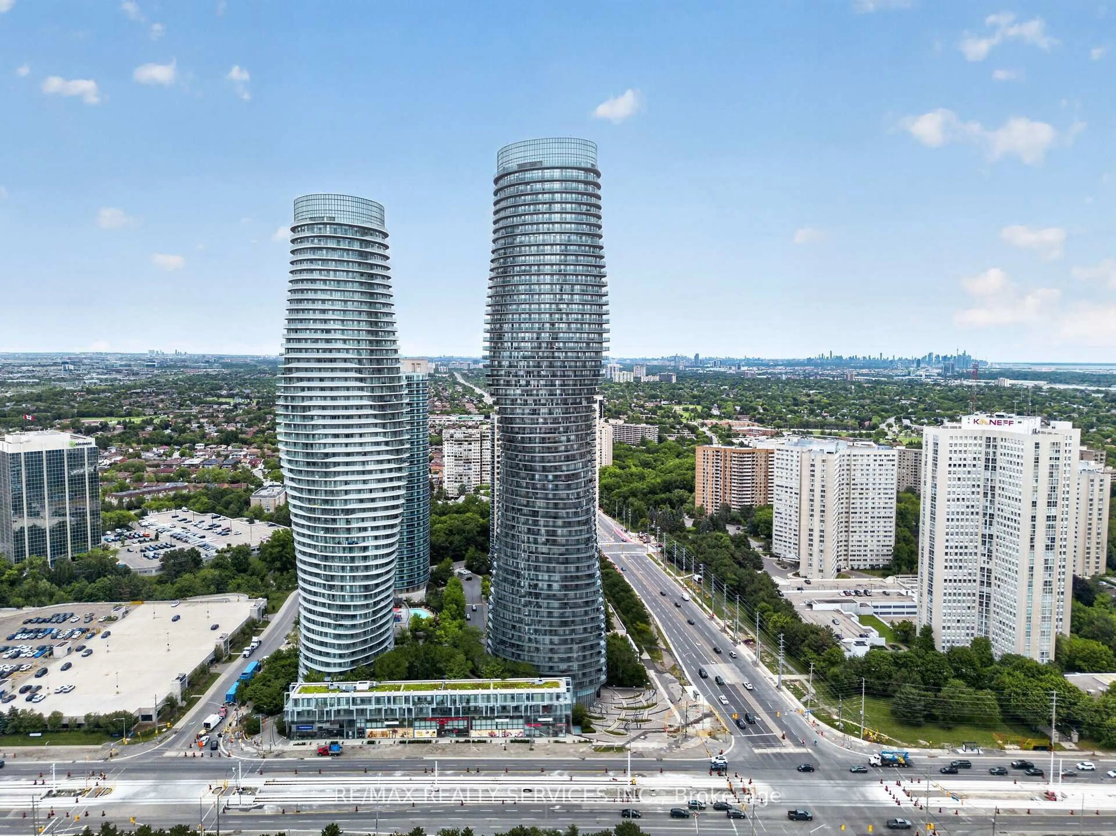 A pic from outside/outdoor area/front of a property/back of a property/a pic from drone, city buildings view from balcony for 60 Absolute Ave #4403, Mississauga Ontario L4Z 0A9