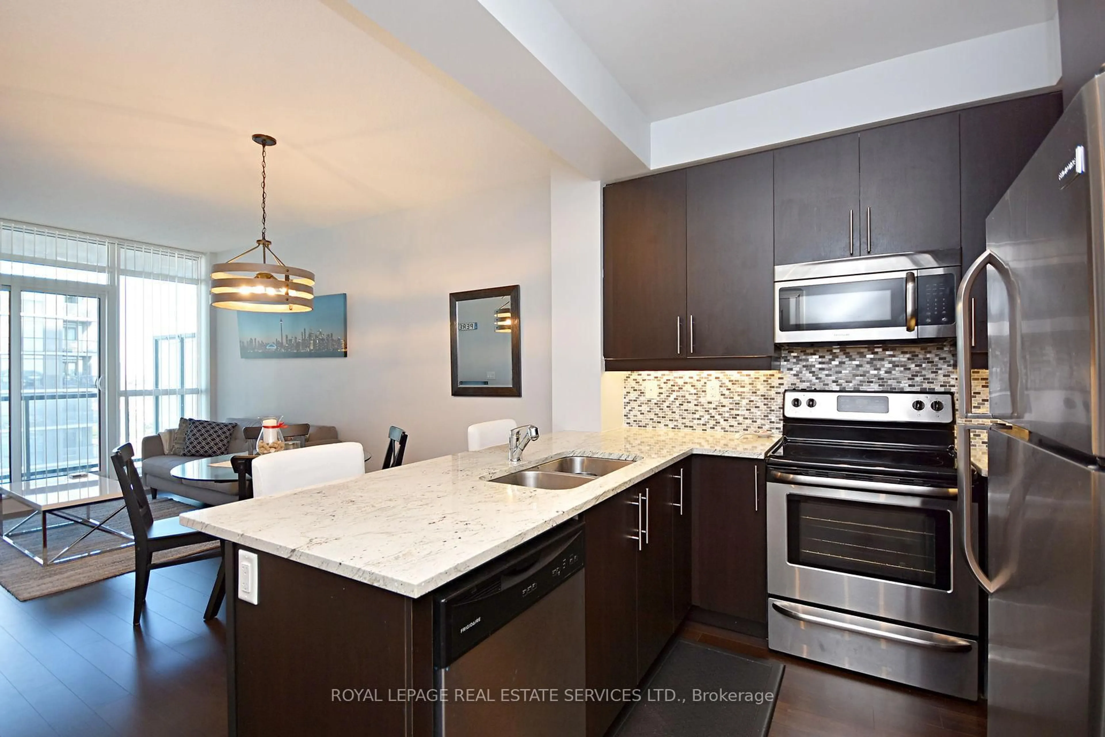 Open concept kitchen, ceramic/tile floor for 1185 The Queensway #901, Toronto Ontario M8Z 0C6